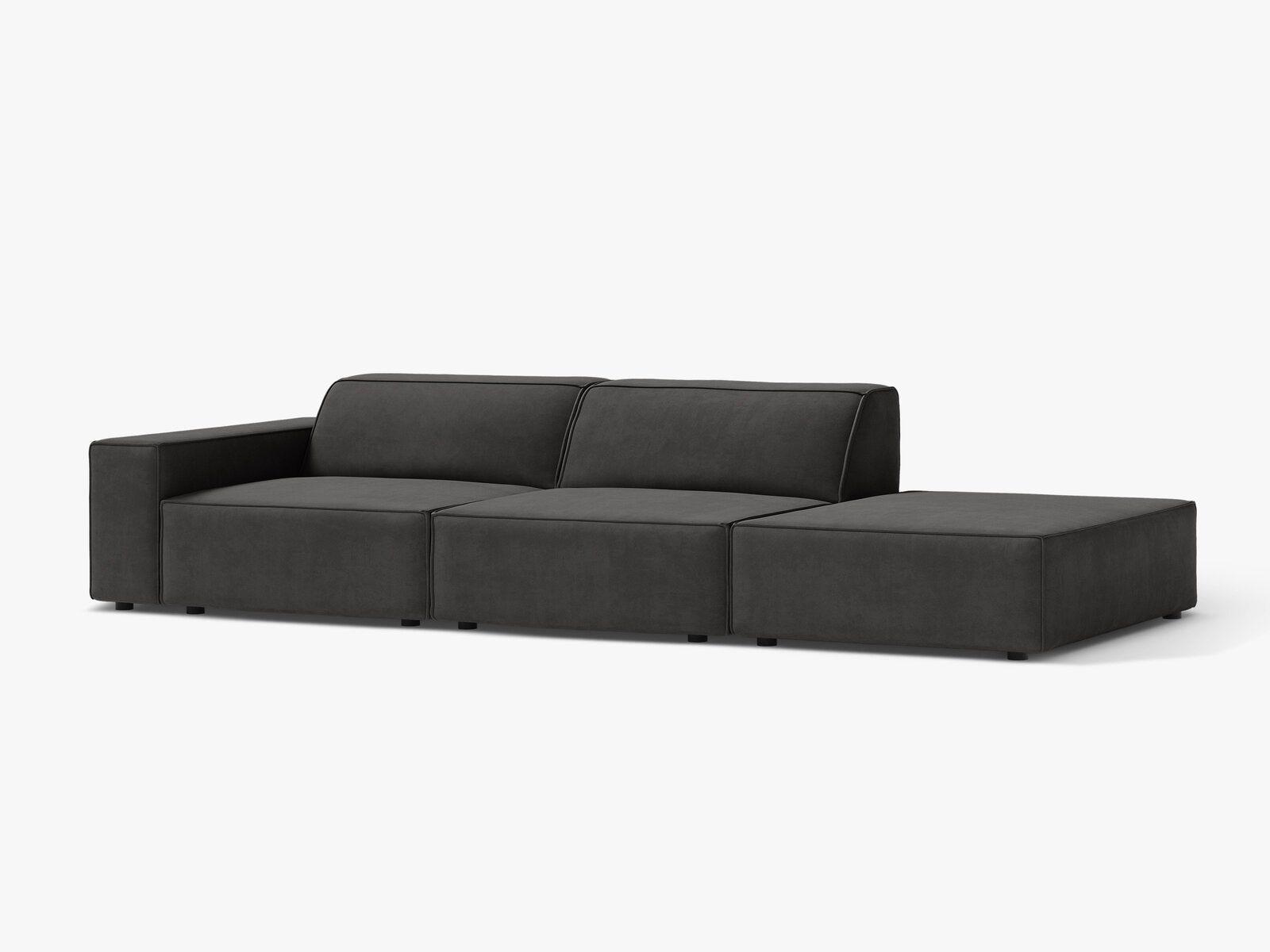 Micadoni Sofa Jodie 3-Sitzer Rechts Samt Bluvel Grau