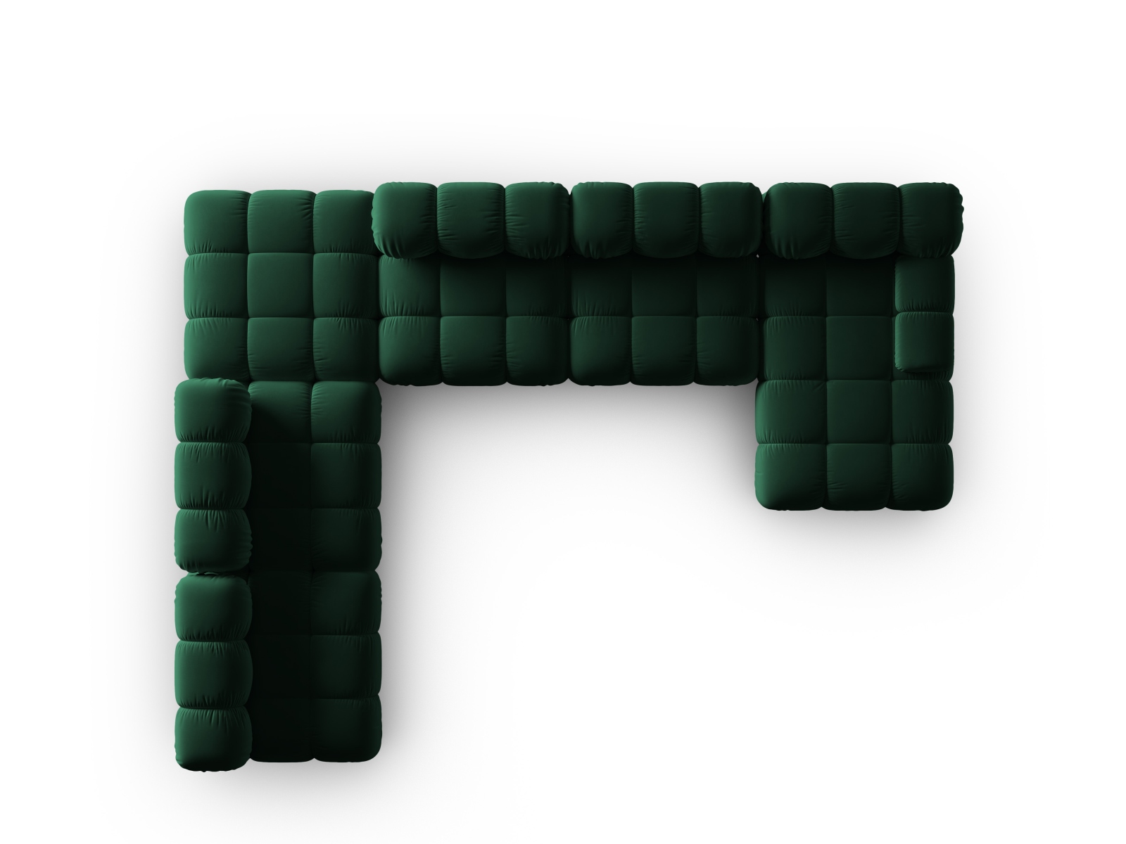 Micadoni Modulares Panorama Ecksofa Bellis 7-Sitzer Links Samt Bluvel Flaschengrün