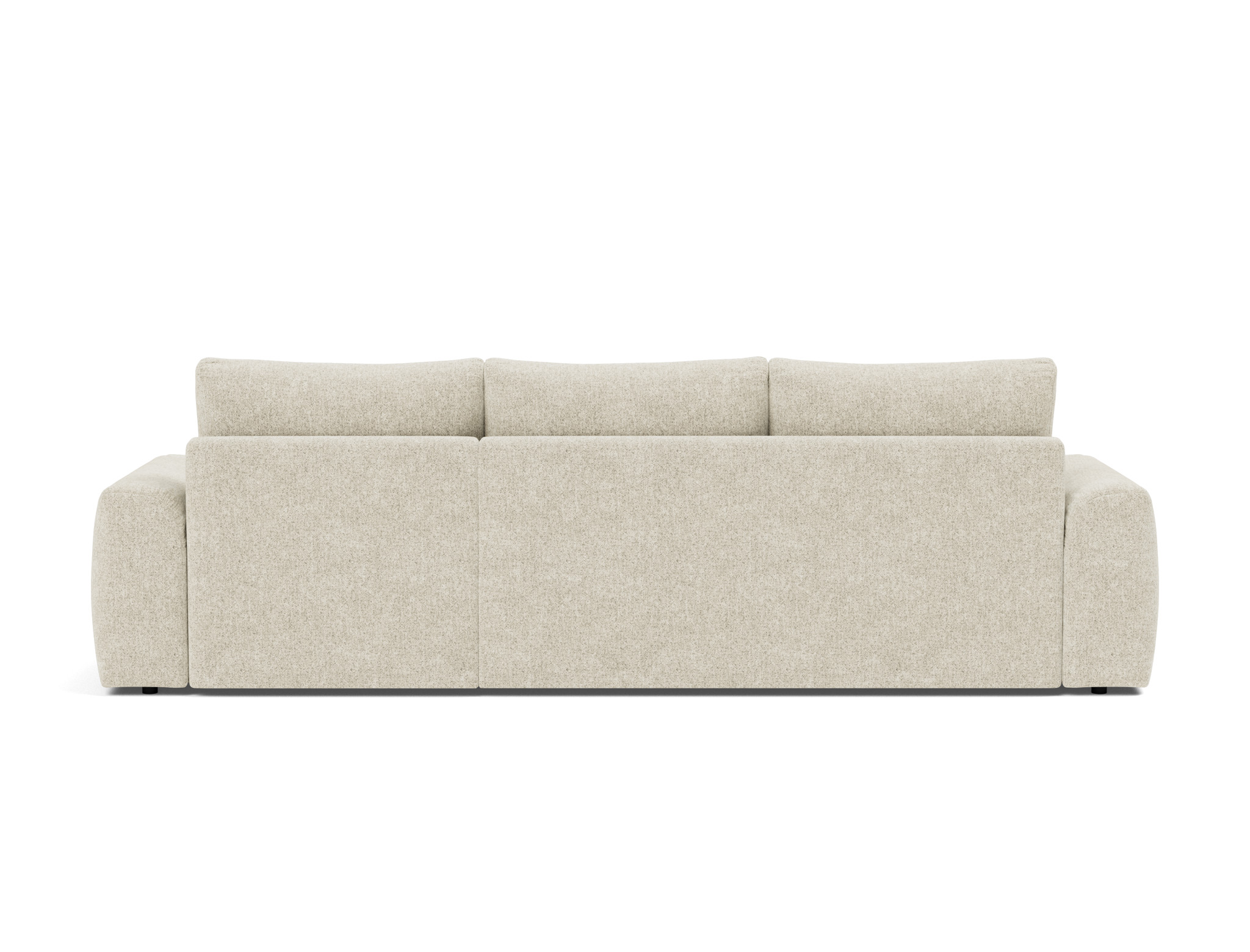 Schlafsofa Norum mit Chaiselongue und Chunky-Armlehnen Strukturierter Stoff Taura 357-Off-White
