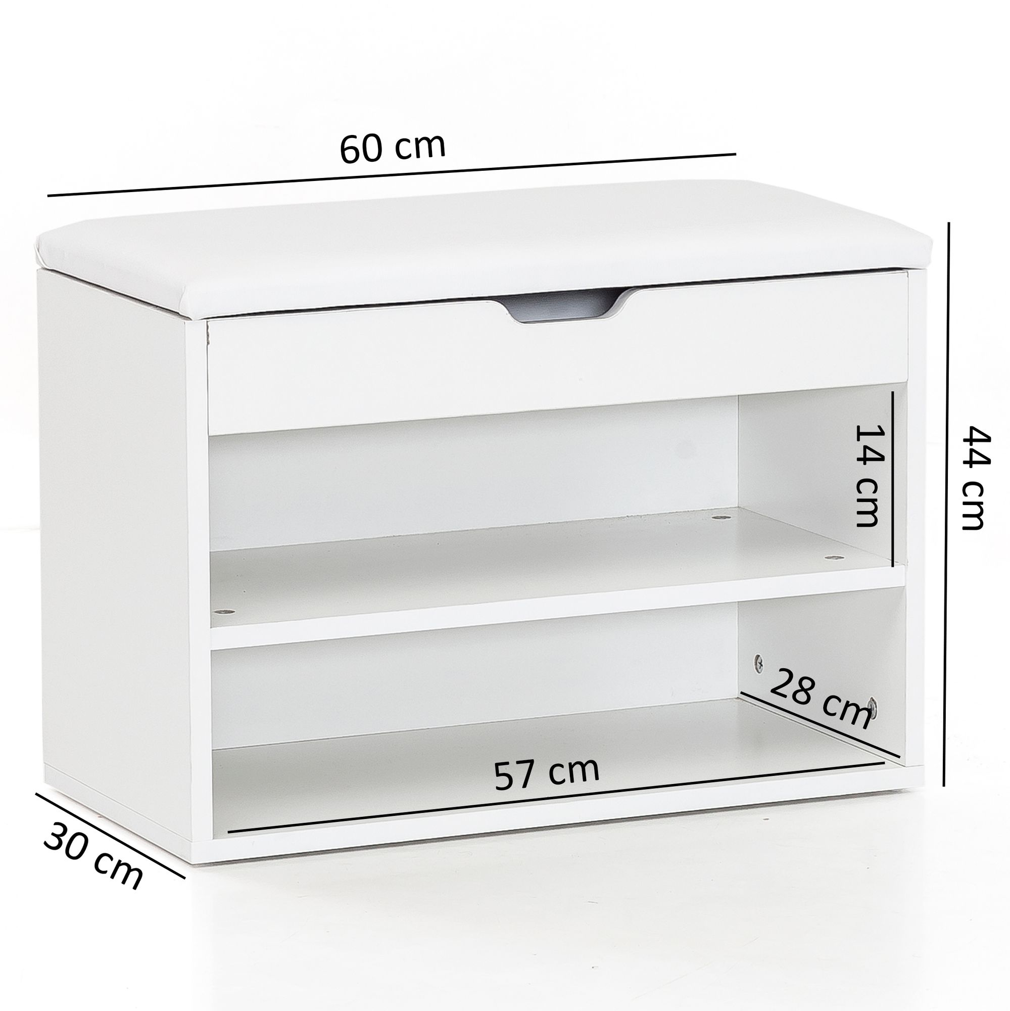 Schuhbank Ervik Weiß 60 × 30 × 40 cm