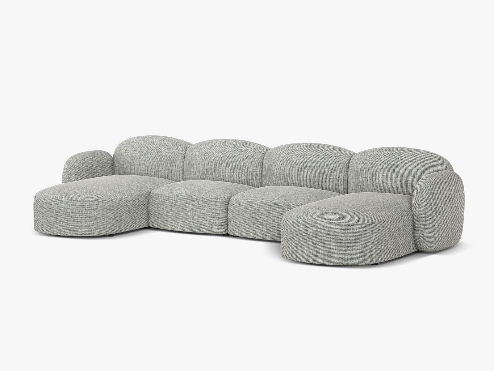 Micadoni Panorama Sofa Blair 6-Sitzer Strukturierter Stoff Baltimore Warmes Grau