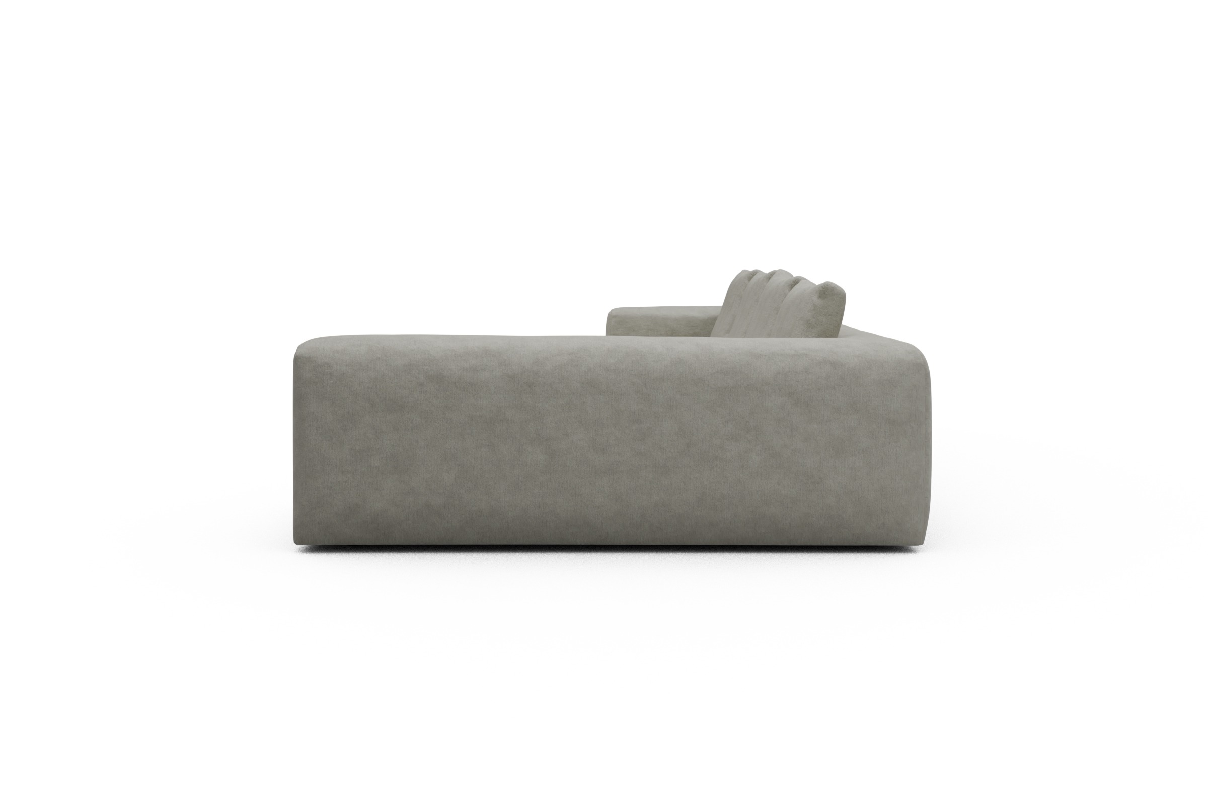 Wohnlandschaft Fred Chaiselongue links mit 2-Sitzer und lange Armlehne rechts Carreno-Moon-Stone-White