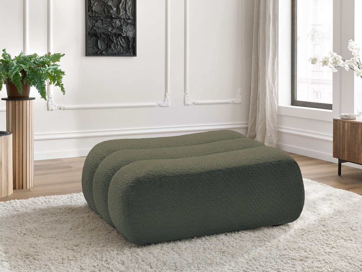 Bobochic Azra Pouf Bouclé-Stoff Grün