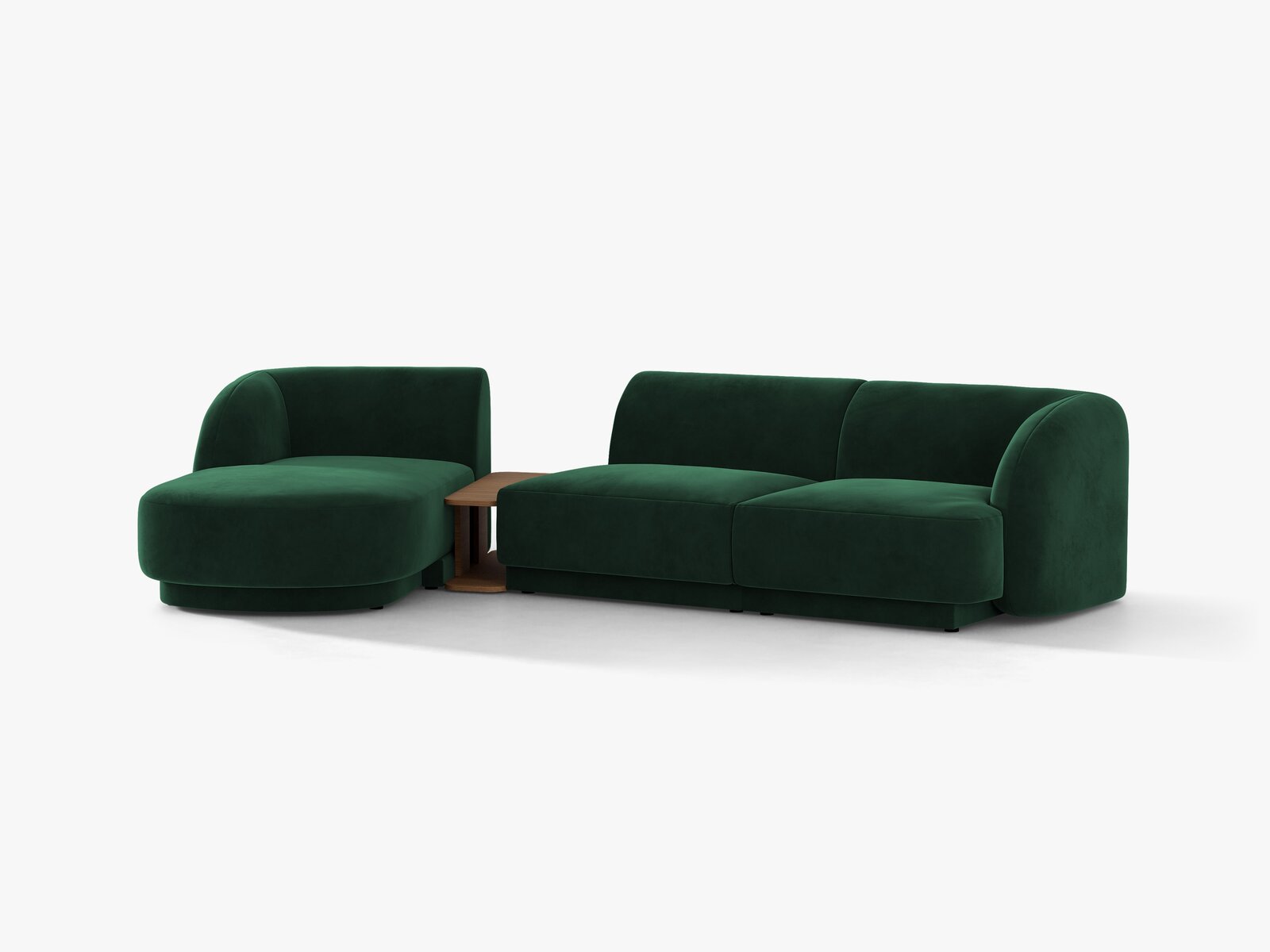 Micadoni Modulares Sofa Miley mit Recamiere 3-Sitzer Links Samt Bluvel Flaschengrün