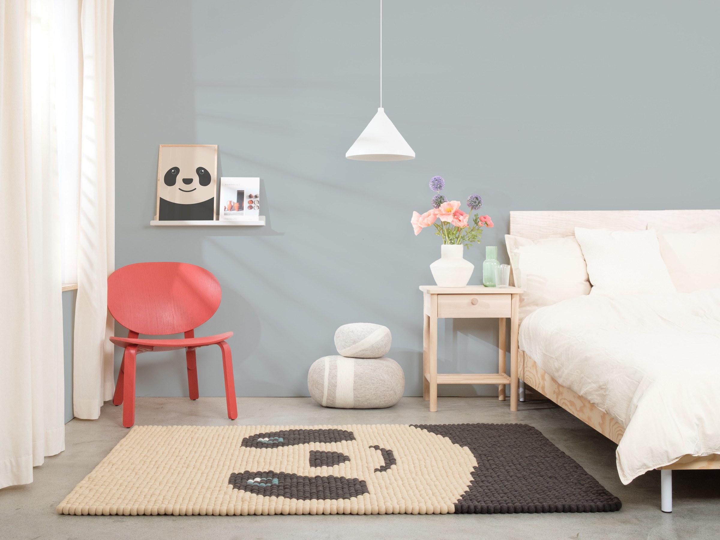 myfelt Bo Filzkugelteppich Creme