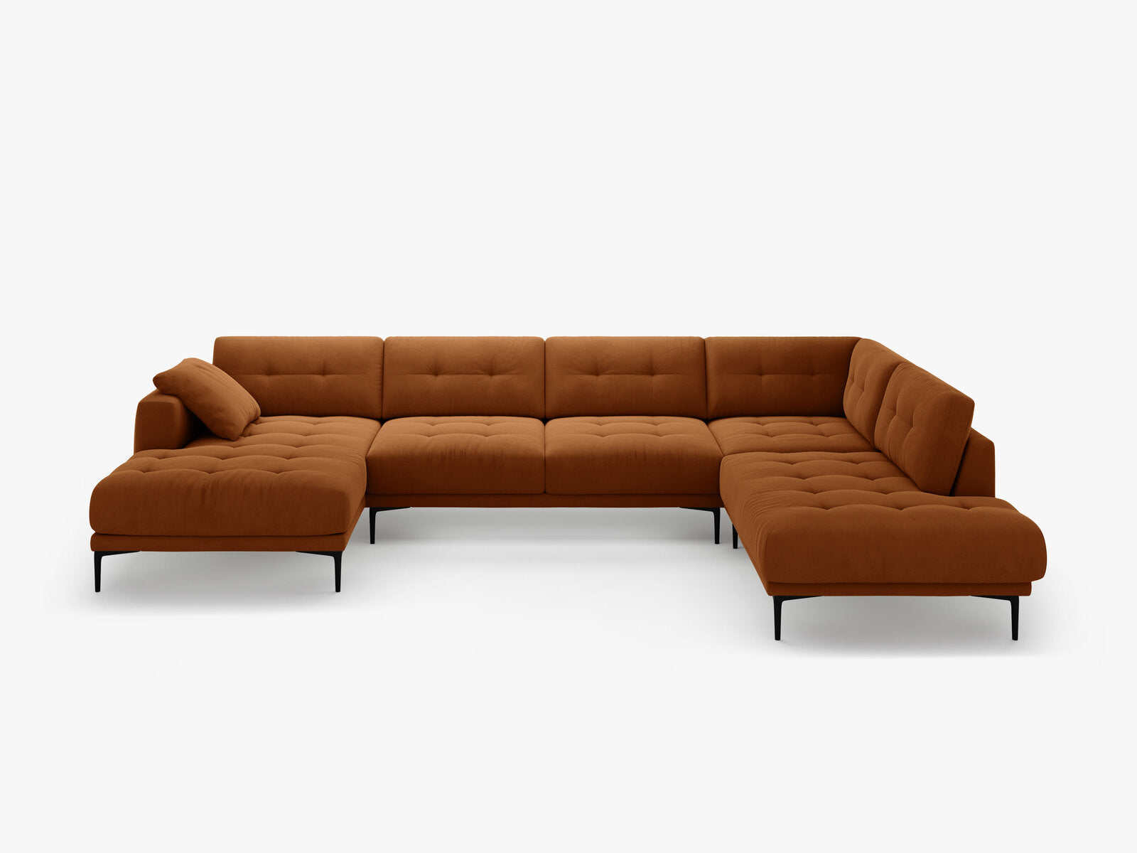 Micadoni Panorama Ecksofa Bemy 7-Sitzer Rechts Samt Terrakotta