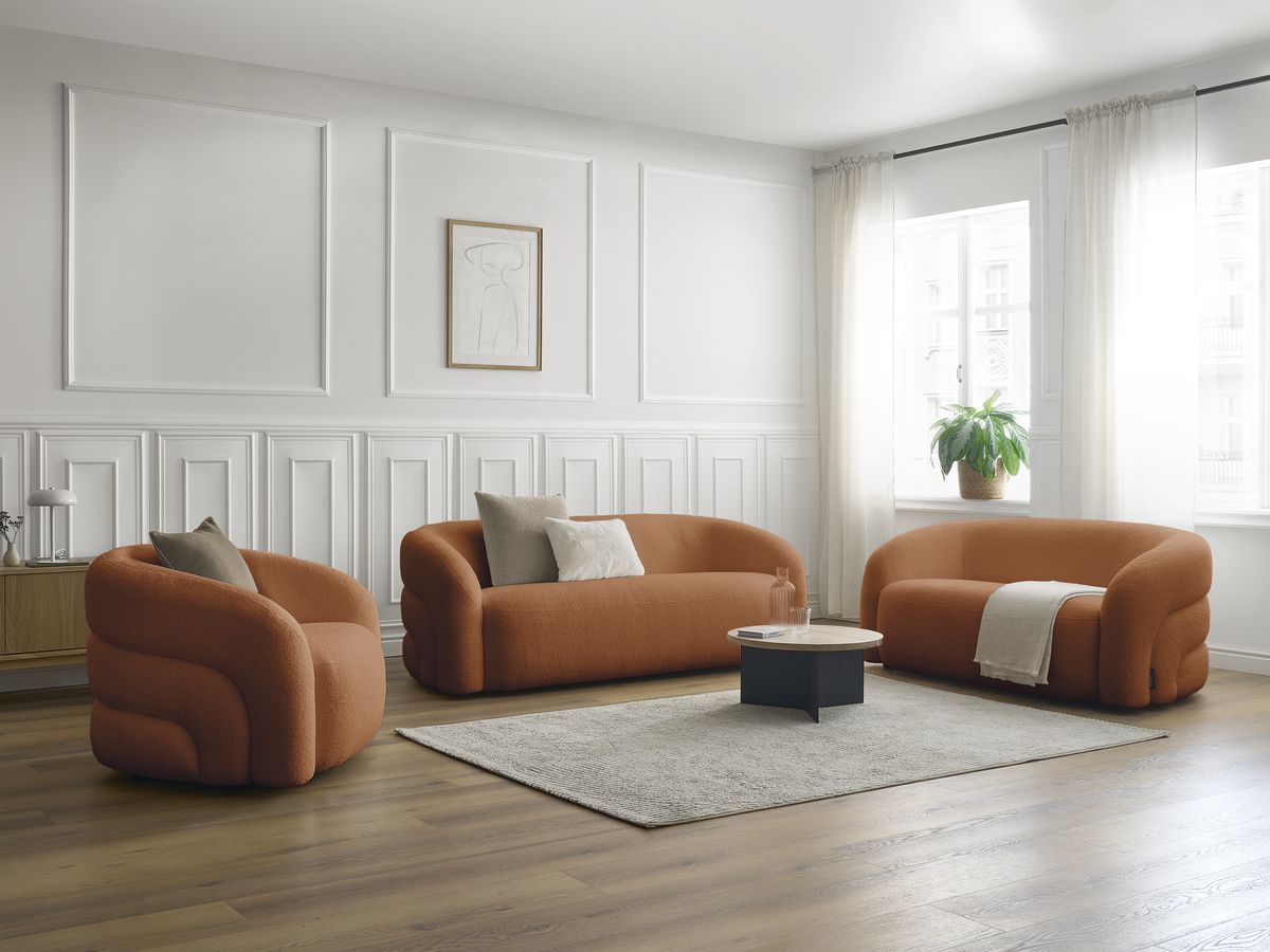 Bobochic Elina Sofa 6-Sitzer Bouclé-Stoff Orange
