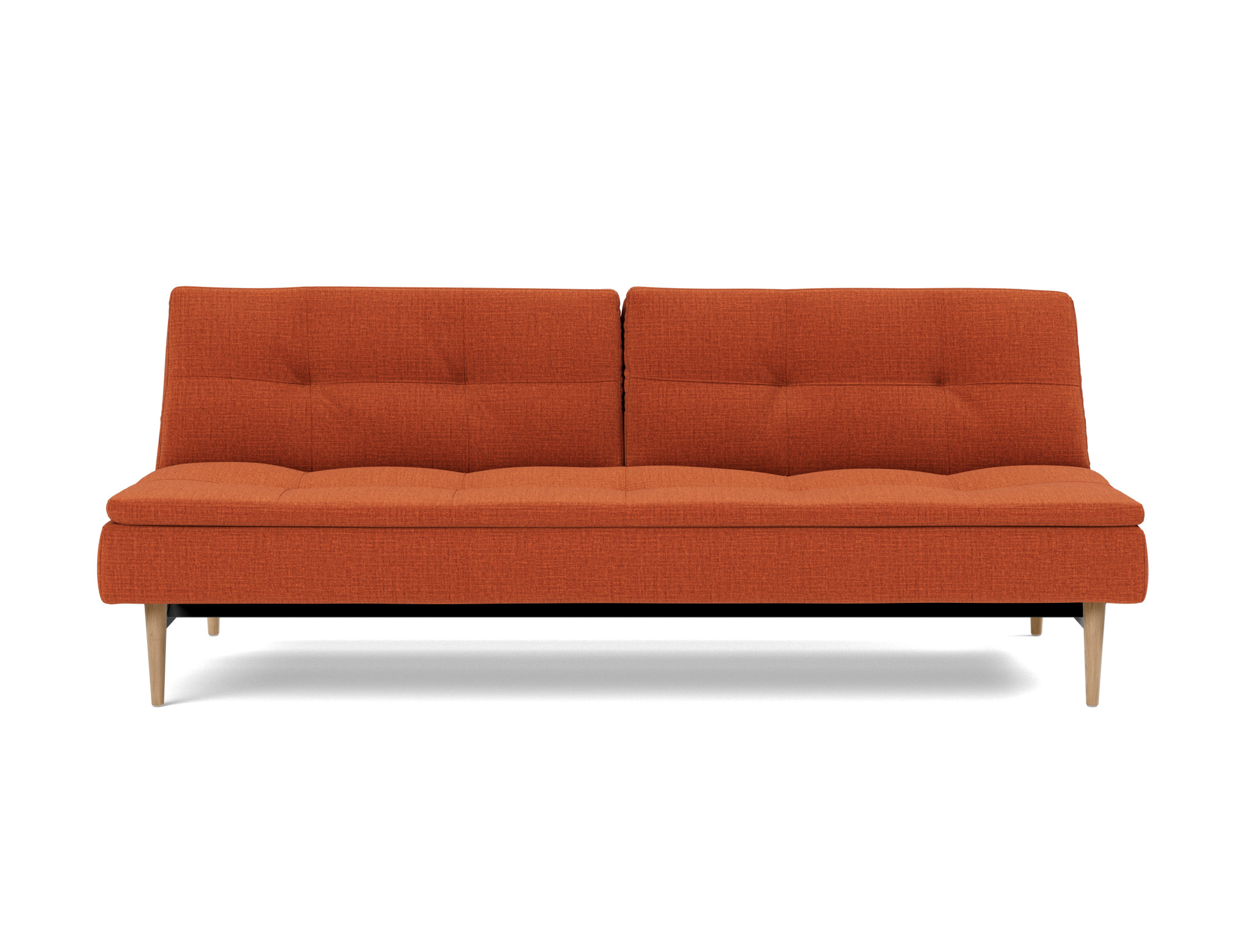 Schlafsofa Dublexo Chenille Esina 412-Rust-Orange Beine Styletto Eiche hell
