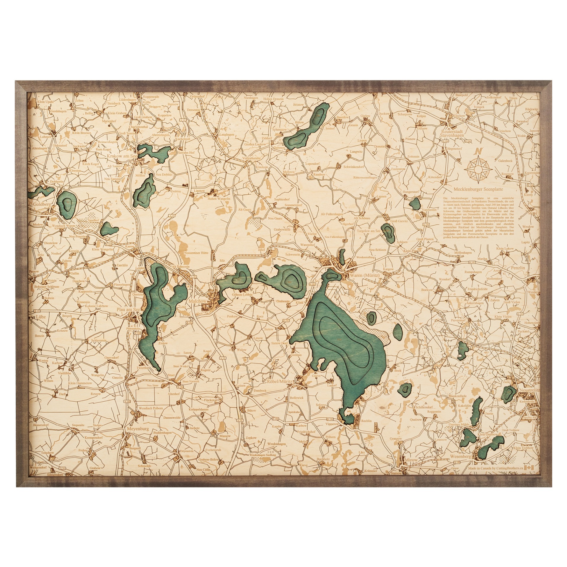 Cutting Brothers 3D Holz-Wandkarte Mecklenburgische Seenplatte 81 x 61 moebelfaktor