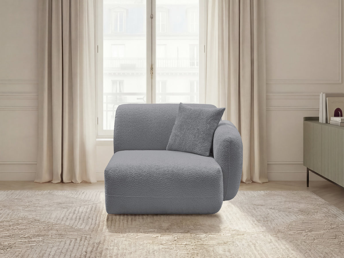 Bobochic Anda Sofamodul 1-Sitzer 104 × 103 cm Chenille Grau Ecke rechts