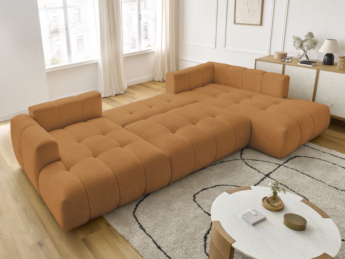 Bobochic Fuji Wohnlandschaft Bouclé-Stoff Gelb Ecke links