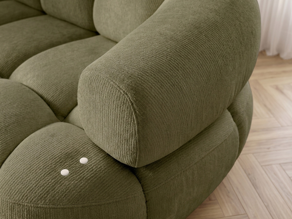 Bobochic Lovely Ecksofa mit Schlaffunktion Stoff Grün Ecke links