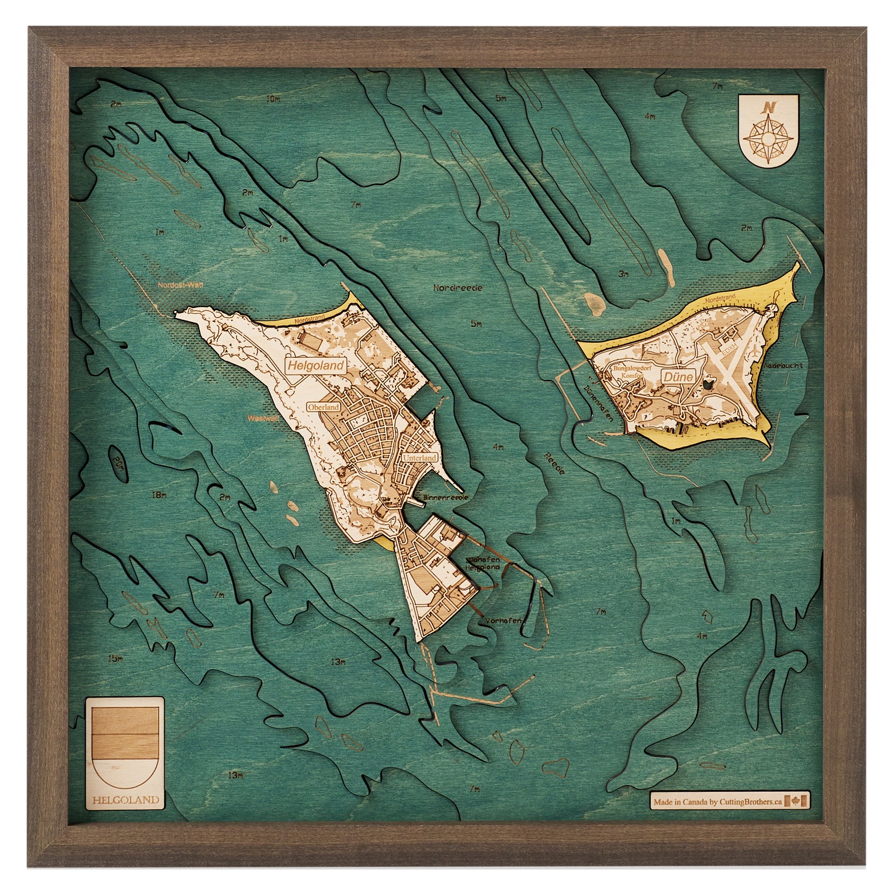 Cutting Brothers 3D Holz-Wandkarte Helgoland 35 x 35 moebelfaktor