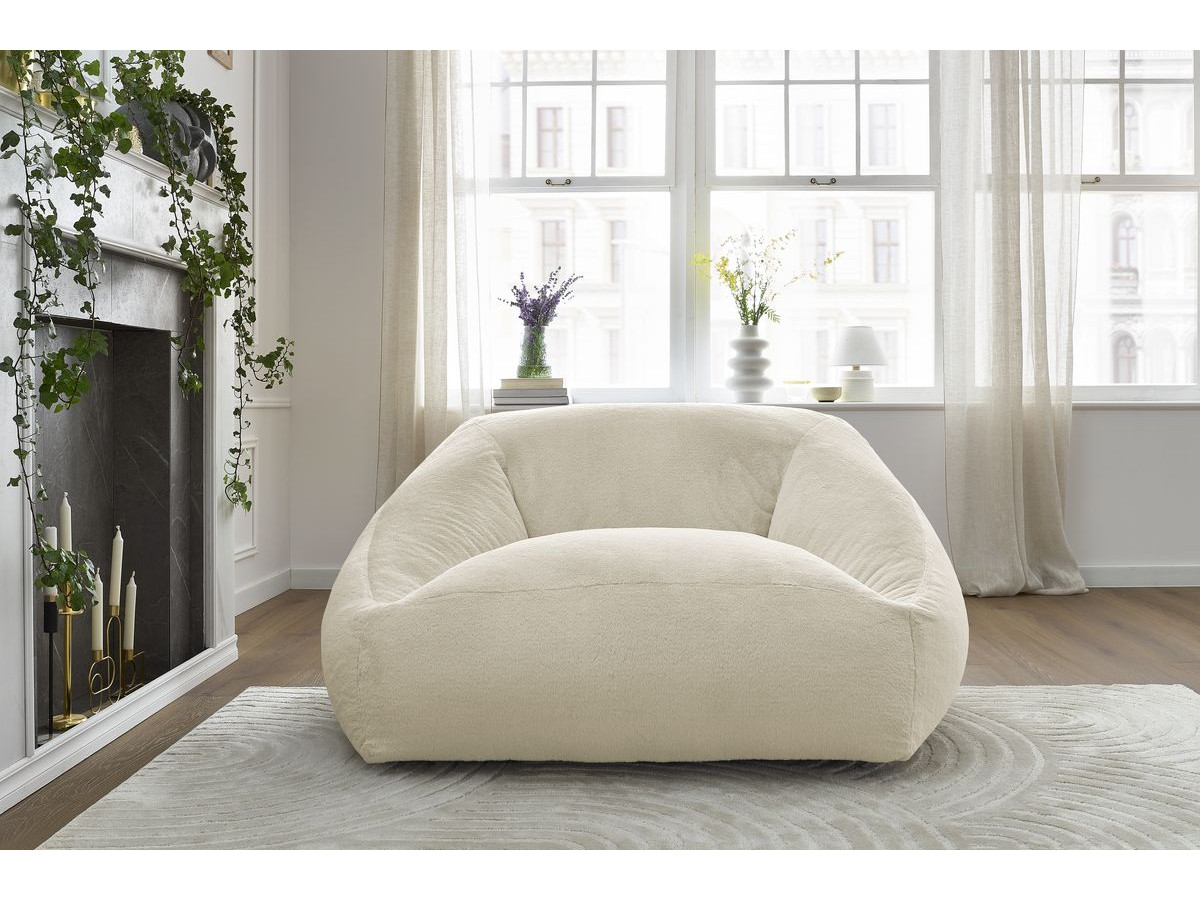 Bobochic Lilibet Pouf Kunstfell Weiß