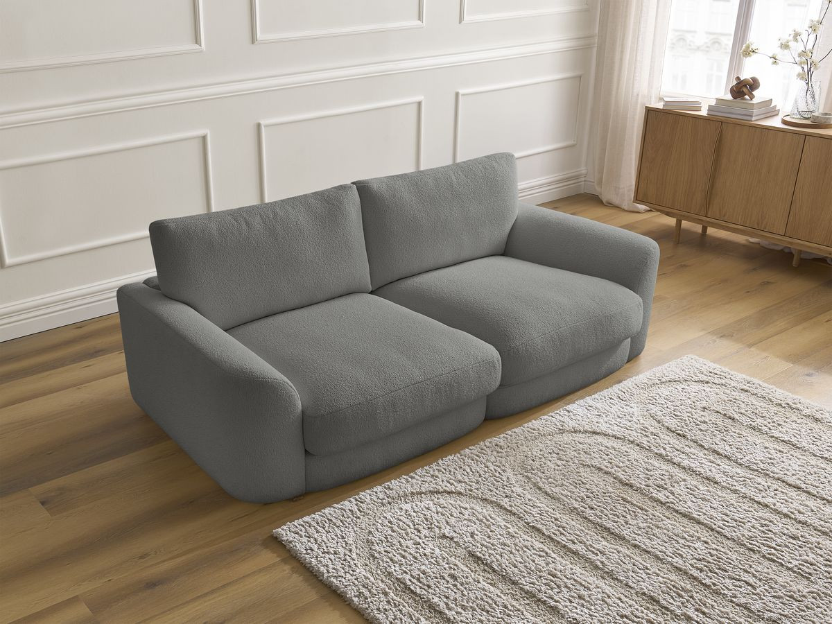 Bobochic Leonore Sofa 3-Sitzer Bouclé-Stoff Dunkelgrau