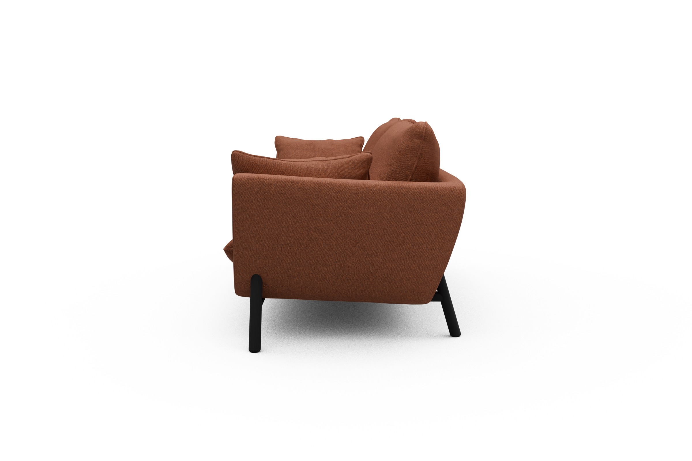 Sofa Emil 3-Sitzer Beinfarbe Eiche Schwarz Weda-Rust