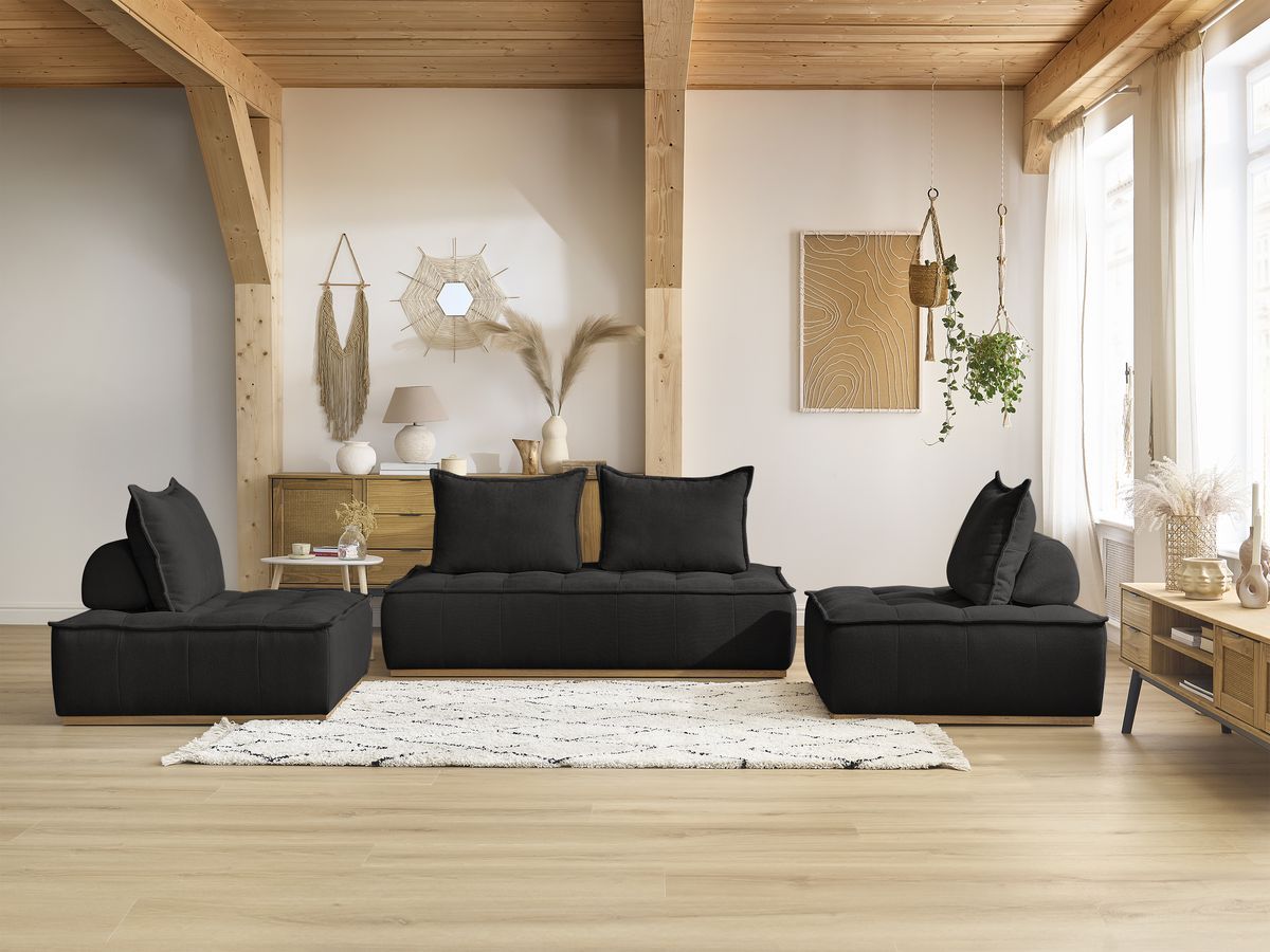Bobochic Elisa Ecksofa Strukturstoff Schwarz