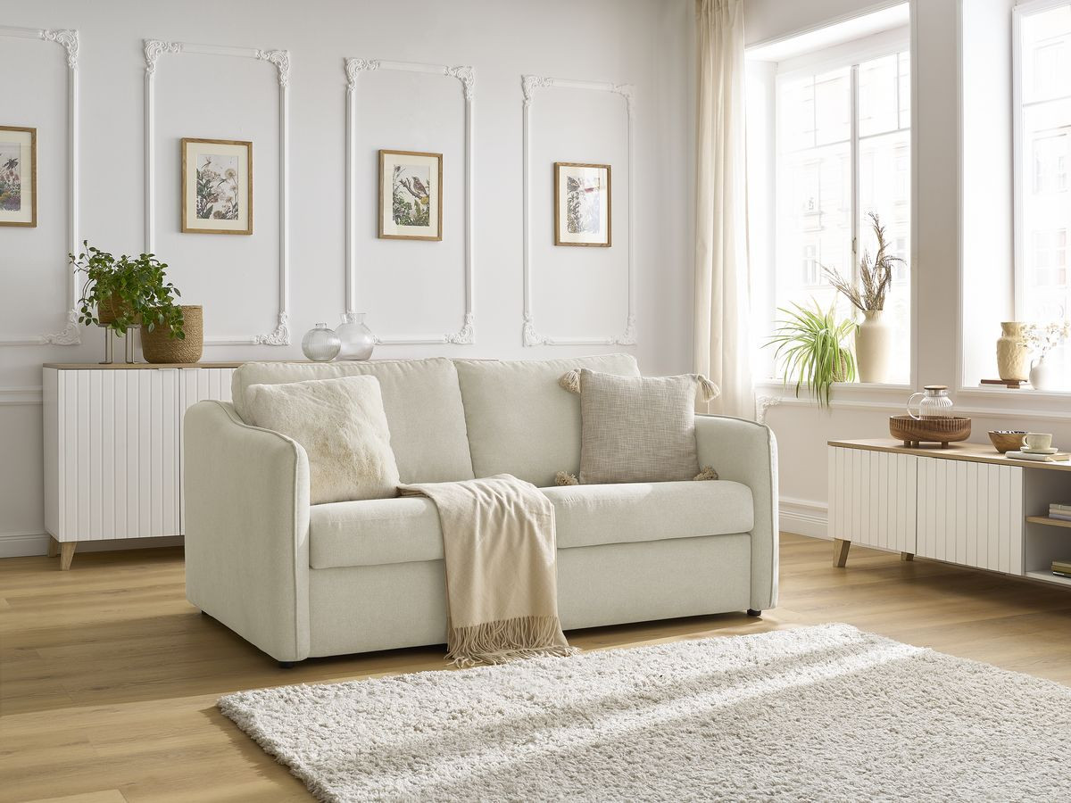 Bobochic Lenny Schlafsofa 3-Sitzer Stoff Beige