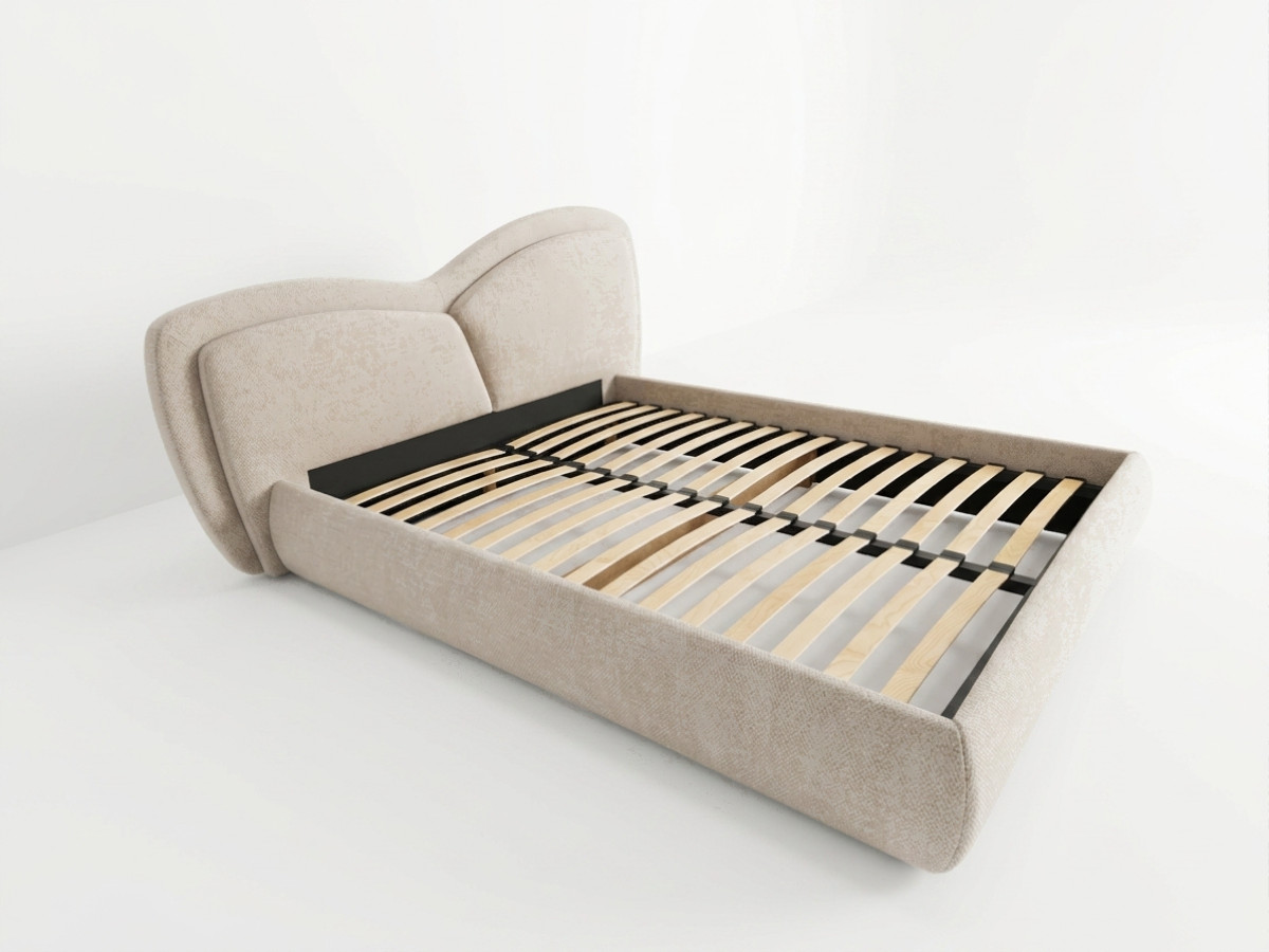 Bobochic Daniela Polsterbett Strukturstoff Beige, Liegefläche 160 × 200 cm