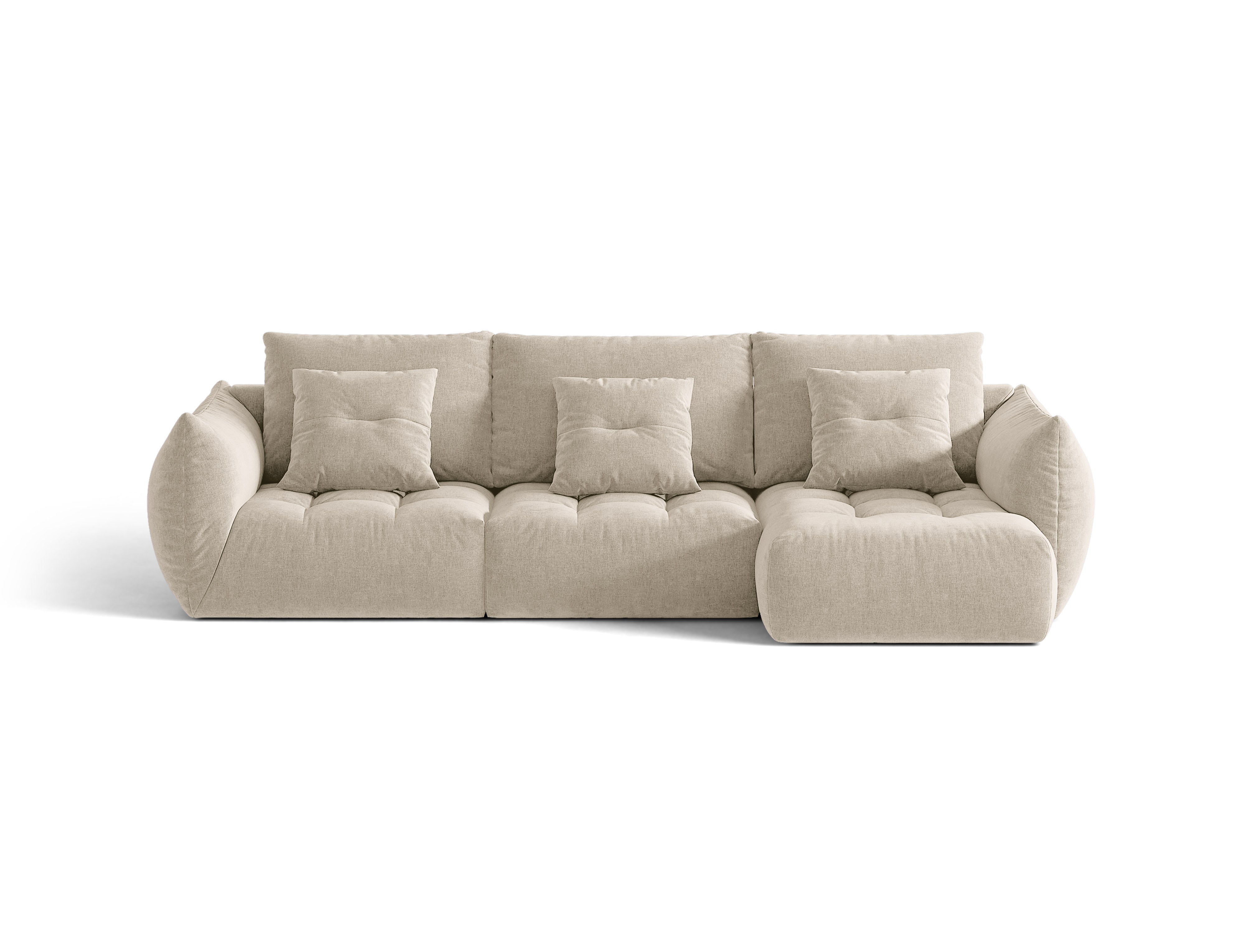 Micadoni Bloom Ecksofa 6-Sitzer Rechts Strukturierter Stoff Wind Helles Beige