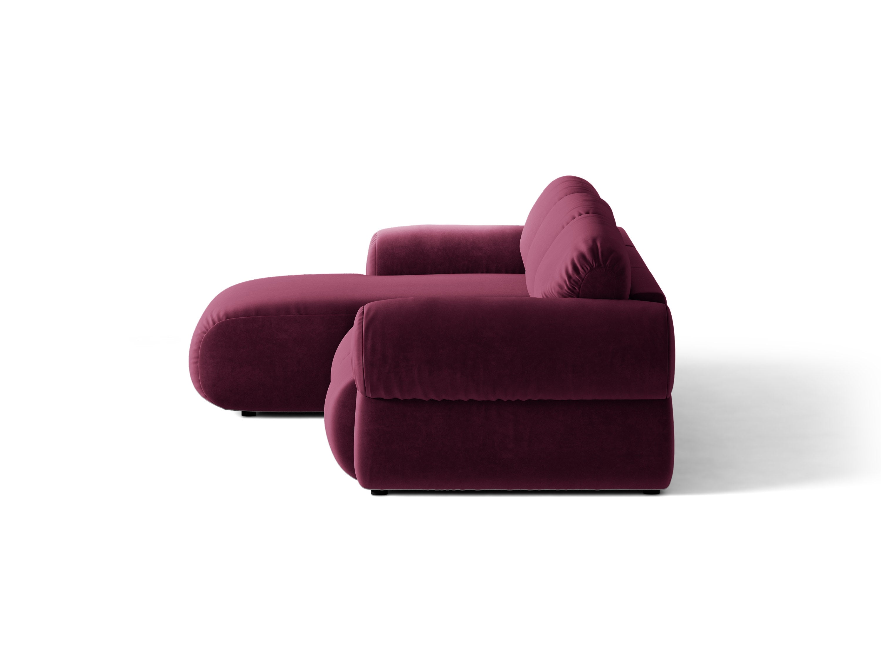 Micadoni Ophelia Ecksofa 6-Sitzer Links Samt Venus Burgundfarben