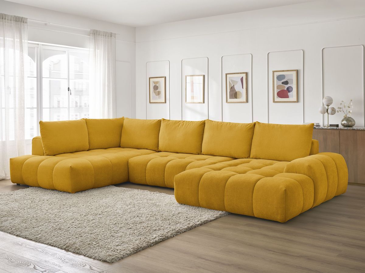 Bobochic Everest Wohnlandschaft, 6 Kissen Strukturstoff Gelb Ecke rechts