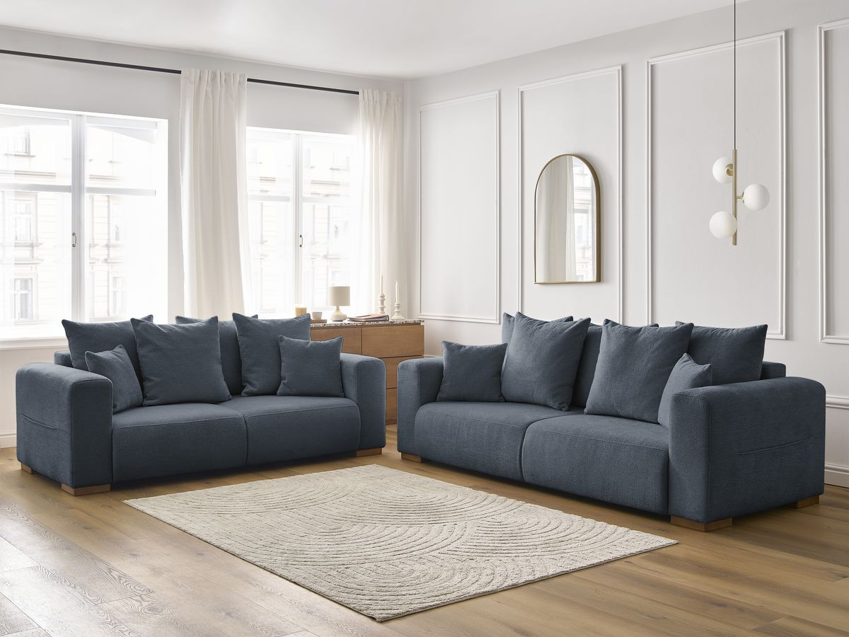 Bobochic Sidonie Sofa 5-Sitzer Melange-Stoff Dunkelblau