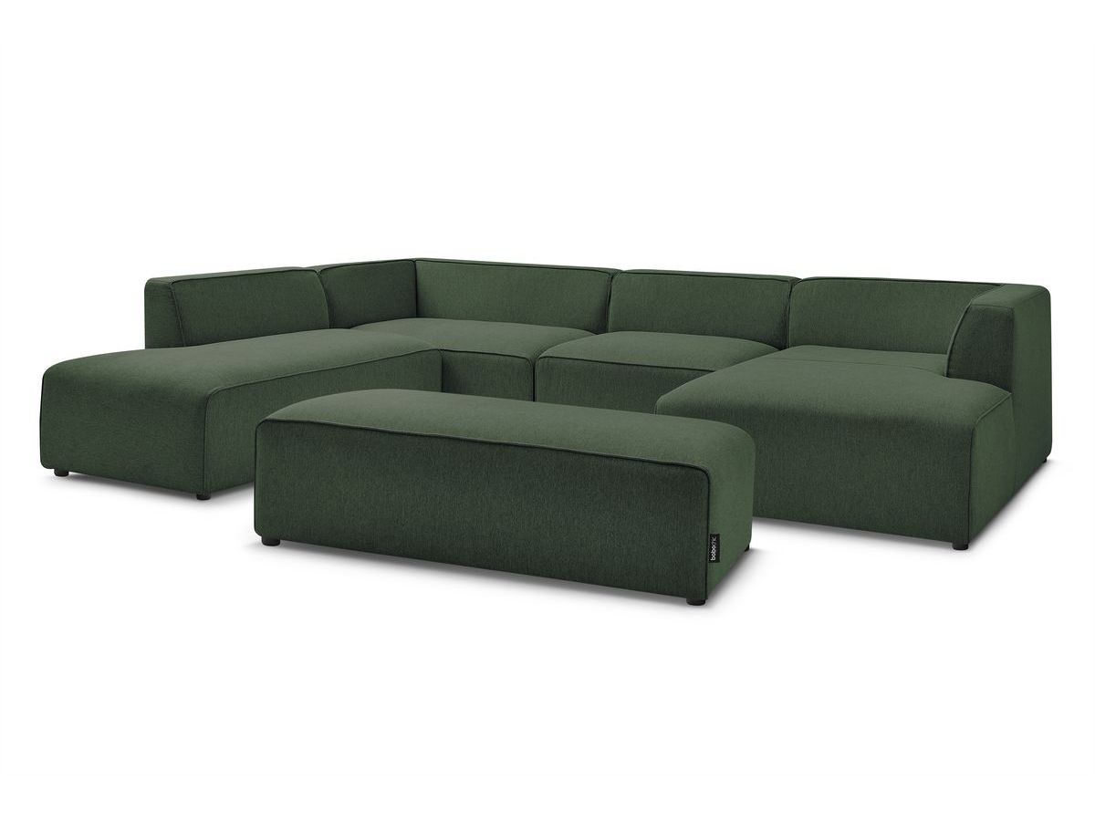Bobochic Megeve Wohnlandschaft mit Pouf Melange-Stoff Grün Ecke rechts