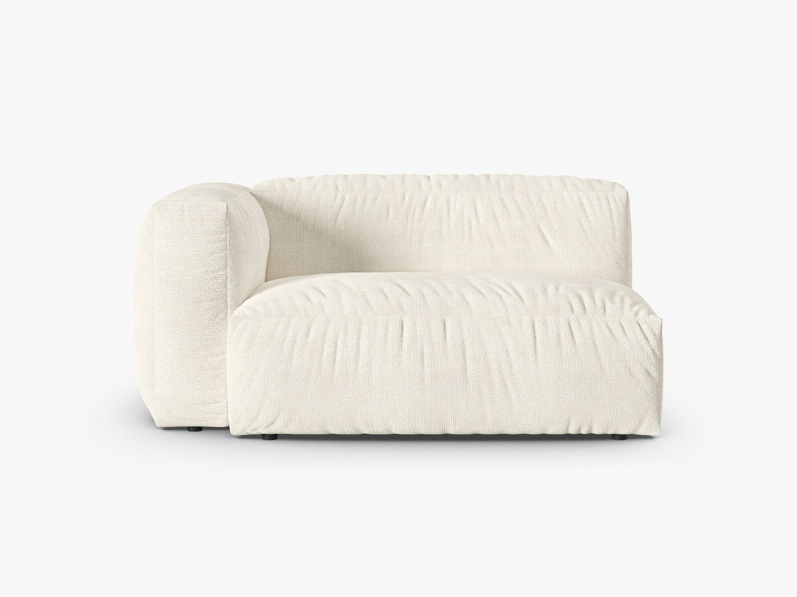 Micadoni Eckmodul mit Armlehne Martina 1-Sitzer Groß 90cm Sitztiefe Links Boucle Monet Elfenbein