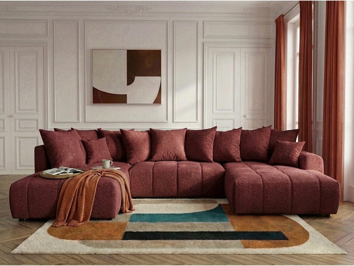 Bobochic Roxelane Wohnlandschaft Bouclé-Stoff Rot Ecke rechts