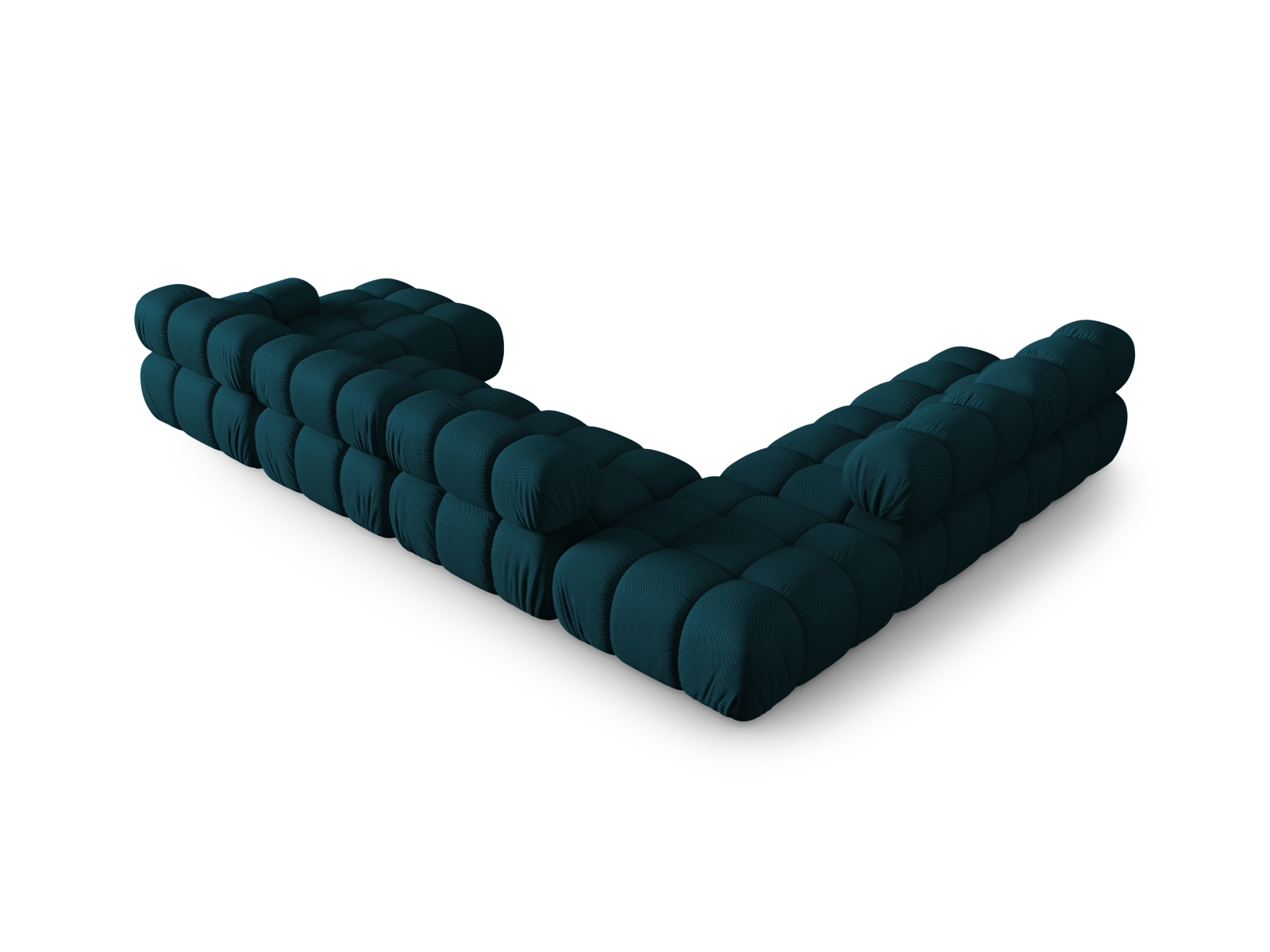 Micadoni Modulares Panorama Ecksofa Bellis 7-Sitzer Links 3D-Stoff Sonic Marineblau