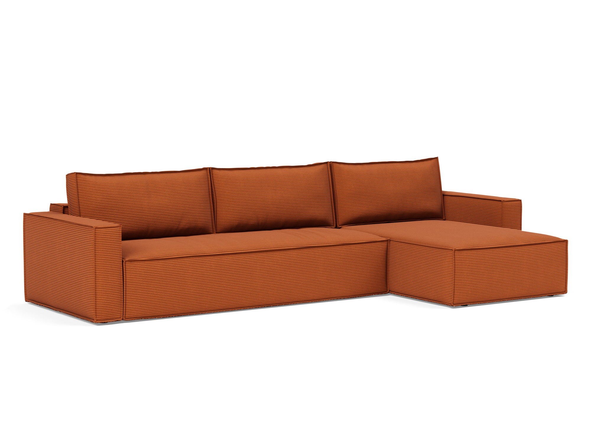 Schlafsofa Newilla mit Chaiselongue Kord Corduroy 595-Burnt-Orange