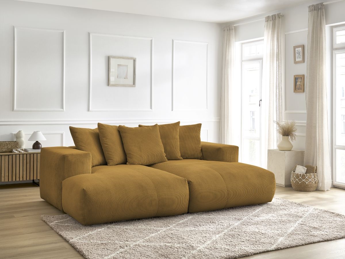 Bobochic Voltaire Sofa 4-Sitzer 248 × 170 cm Cordsamt Gelb