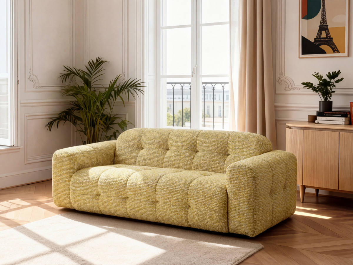 Bobochic Laura Sofa 3-Sitzer Melange-Stoff Gelb