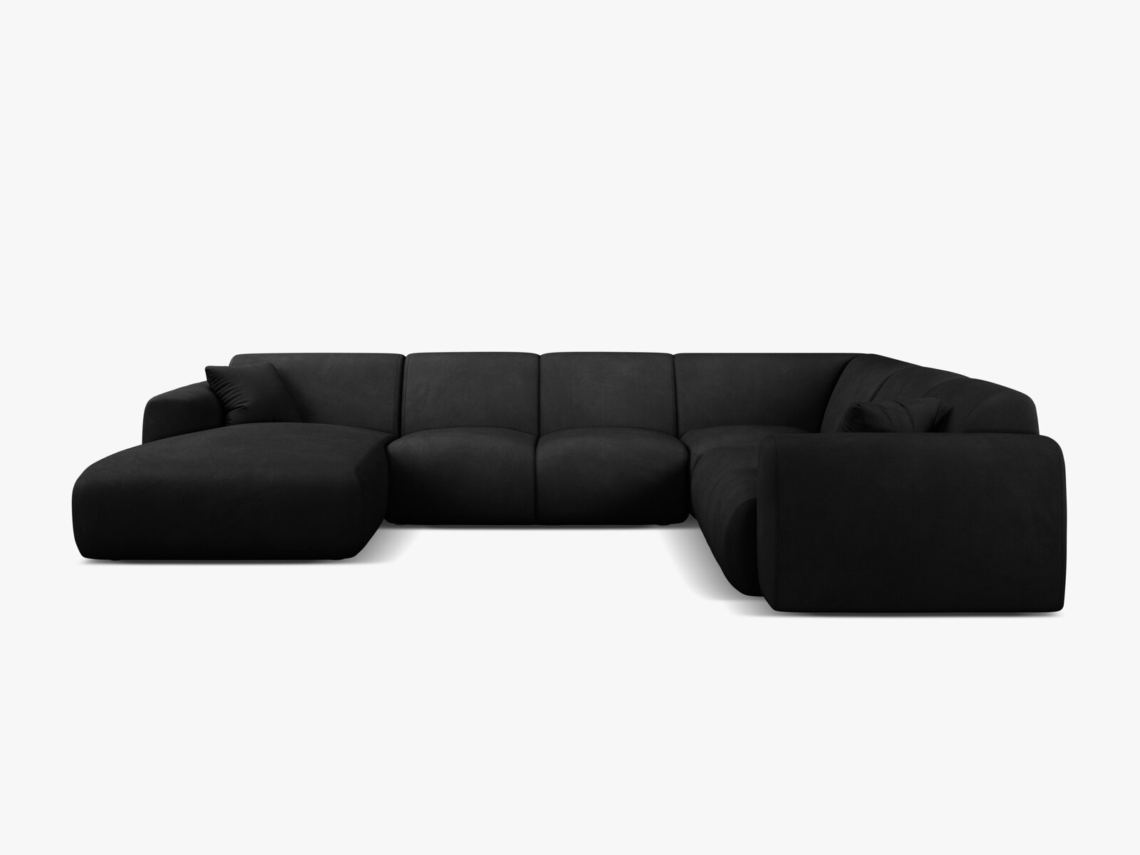 Micadoni Molino Panoramasofa 6-Sitzer Rechts Chenille Rebel Schwarz
