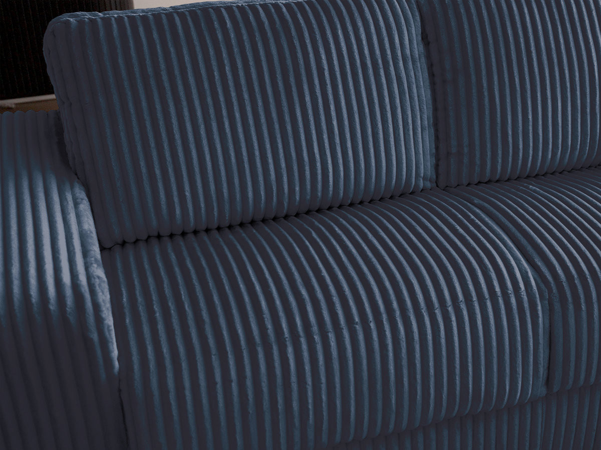 Bobochic Ibiza Schlafsofa 3-Sitzer Cordsamt Dunkelblau, Liegefläche 140 × 196 cm