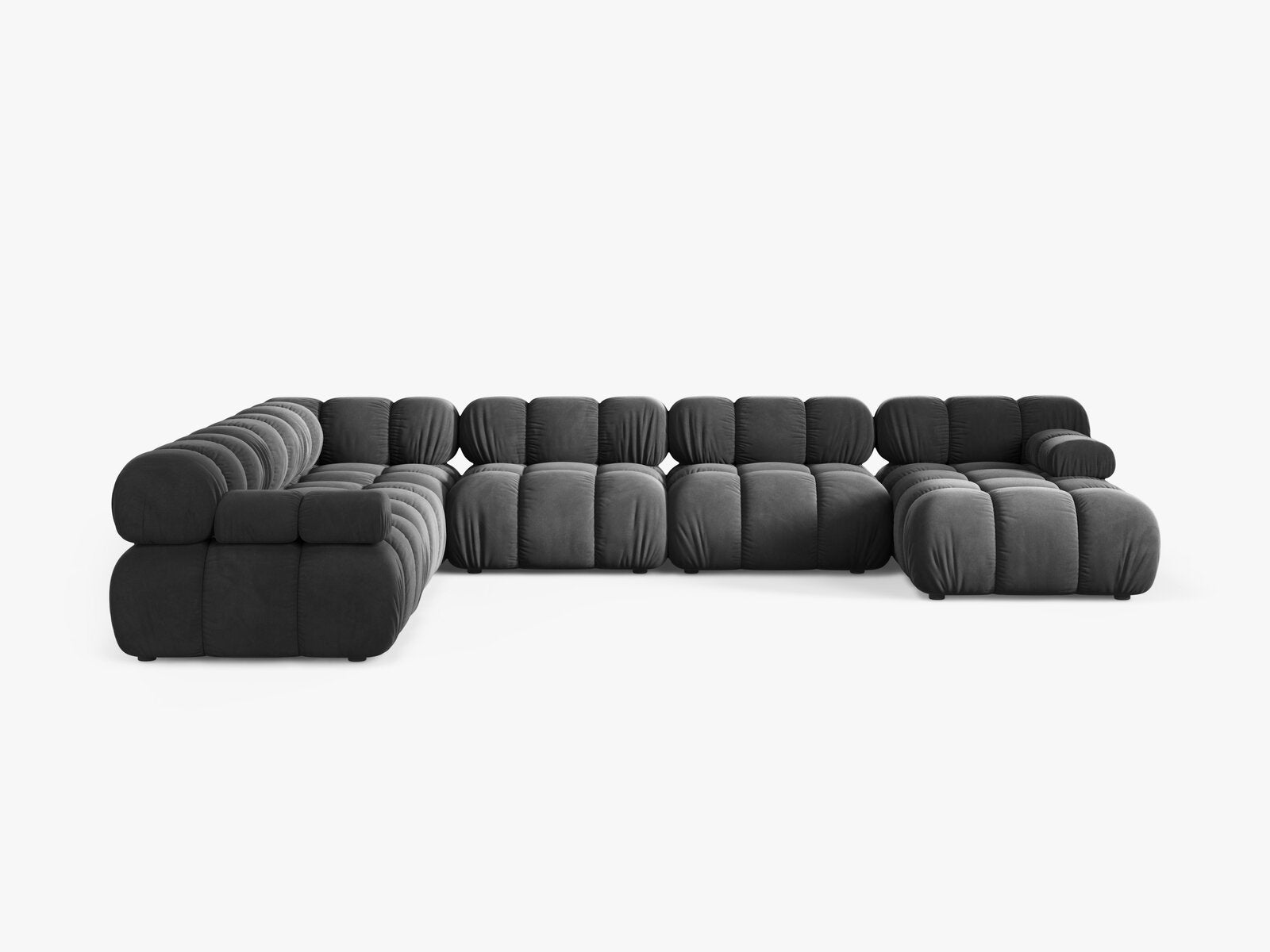 Micadoni Modulares Panorama Ecksofa Bellis 8-Sitzer Links Samt Venus Grau