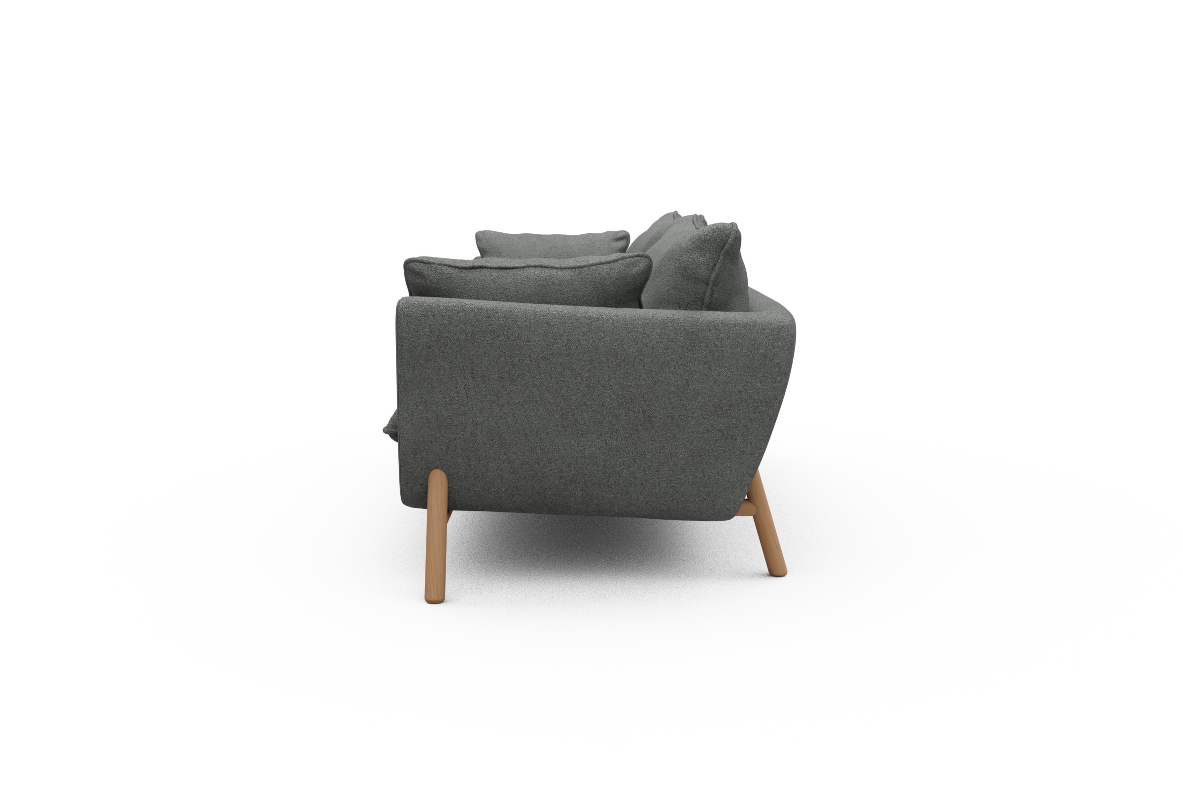 Sofa Emil PREMIUM 3-Sitzer Beinfarbe Eiche Natur Boucle-Ash-Grey