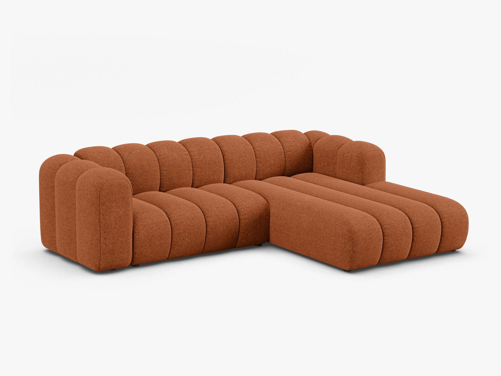Micadoni Modulares Ecksofa Lupine 4-Sitzer mittelgroß Rechts Chenille Eden Ziegel