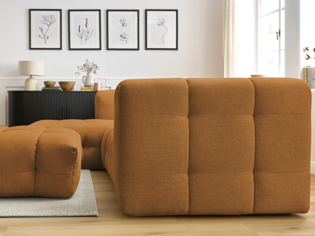Bobochic Cloud Ecksofa mit Pouf 288 × 184 cm Stoff Gelb Ecke links