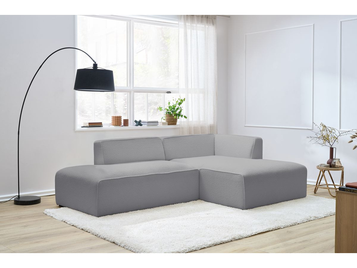 Bobochic Megeve Ecksofa Bouclé-Stoff Hellgrau Ecke rechts
