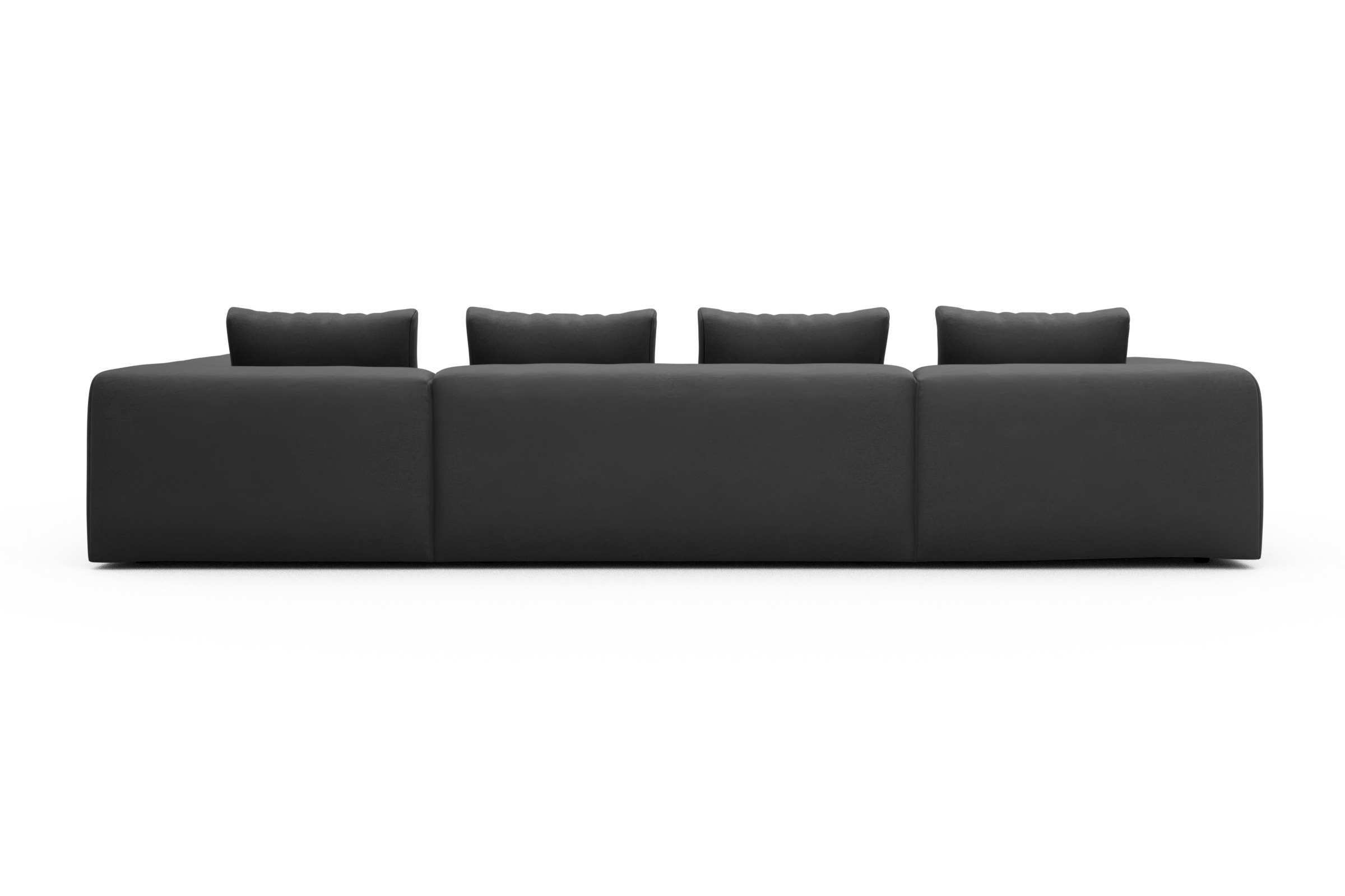 Wohnlandschaft Fred Relax-Ecke rechts mit 2-Sitzer und Chaiselongue links Strukturierter Stoff Satya 441-Warm-Zinc