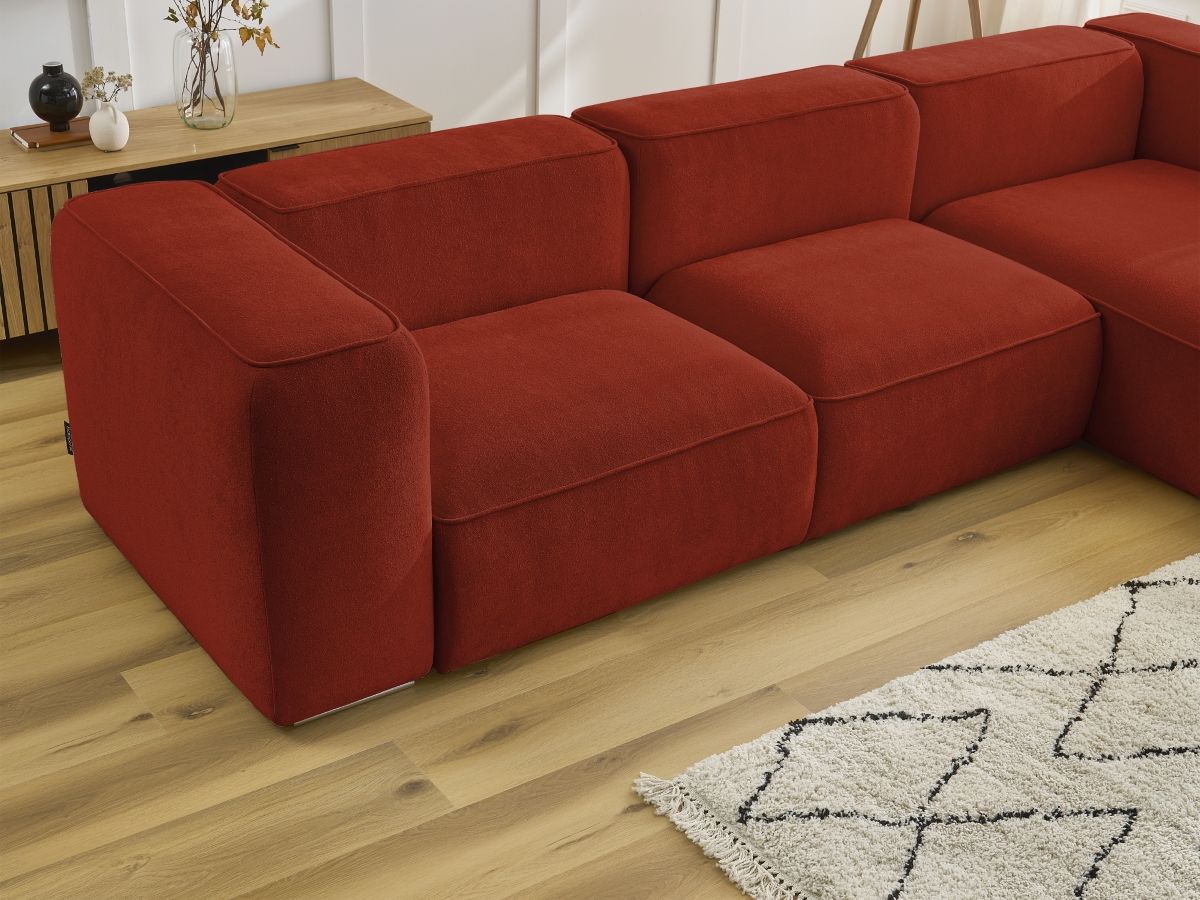 Bobochic Zephyr Ecksofa 349 × 165 cm Strukturstoff Orange Ecke rechts