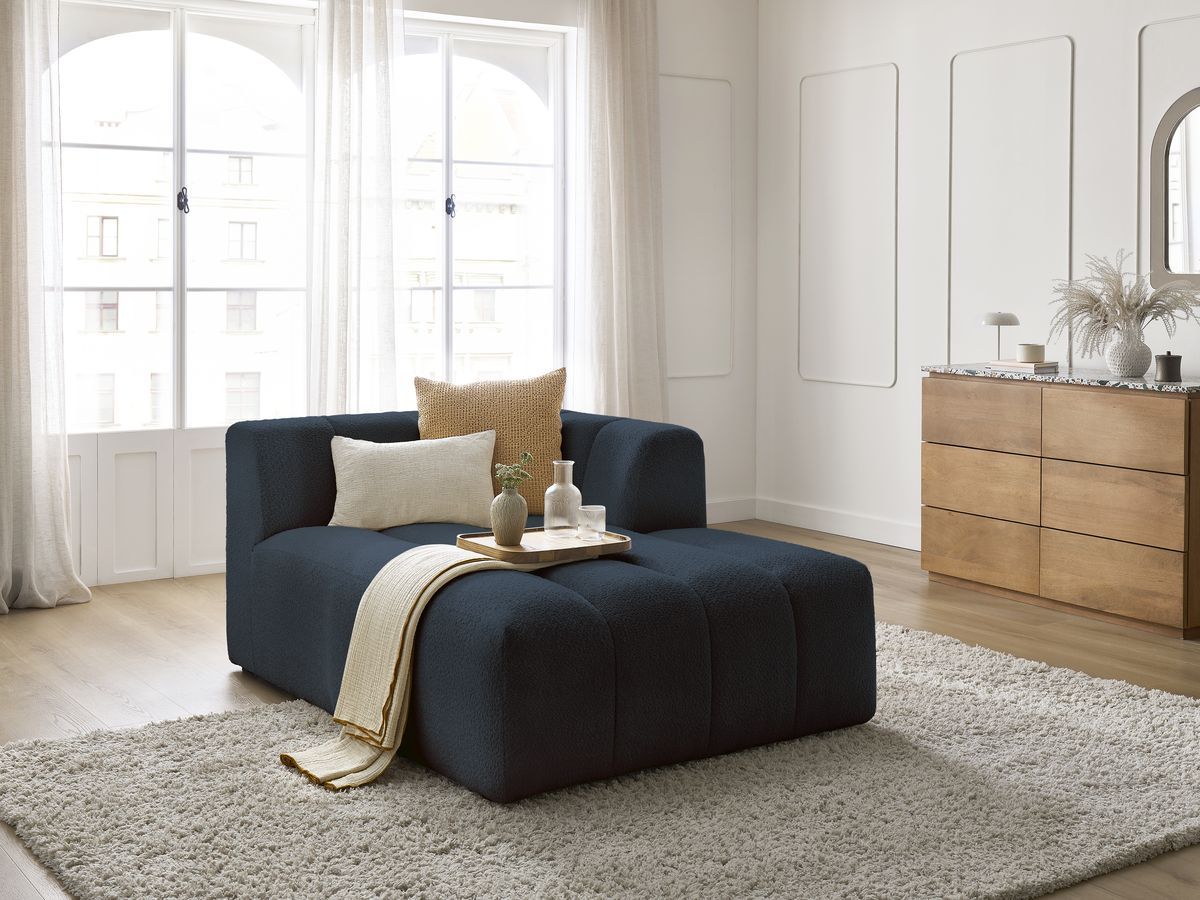 Bobochic Annecy Méridienne-Modul Bouclé-Stoff Dunkelblau Ecke rechts