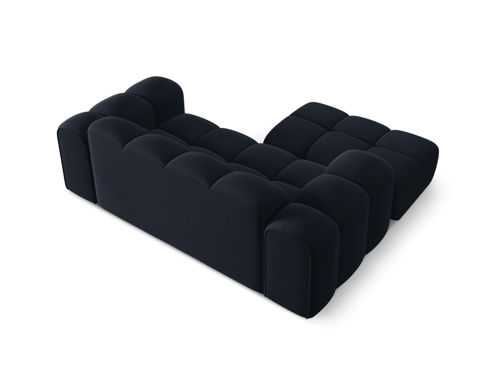 Cosmopolitan Design Ecksofa Treno 2-Sitzer Samt Bluvel Dunkelblau Links