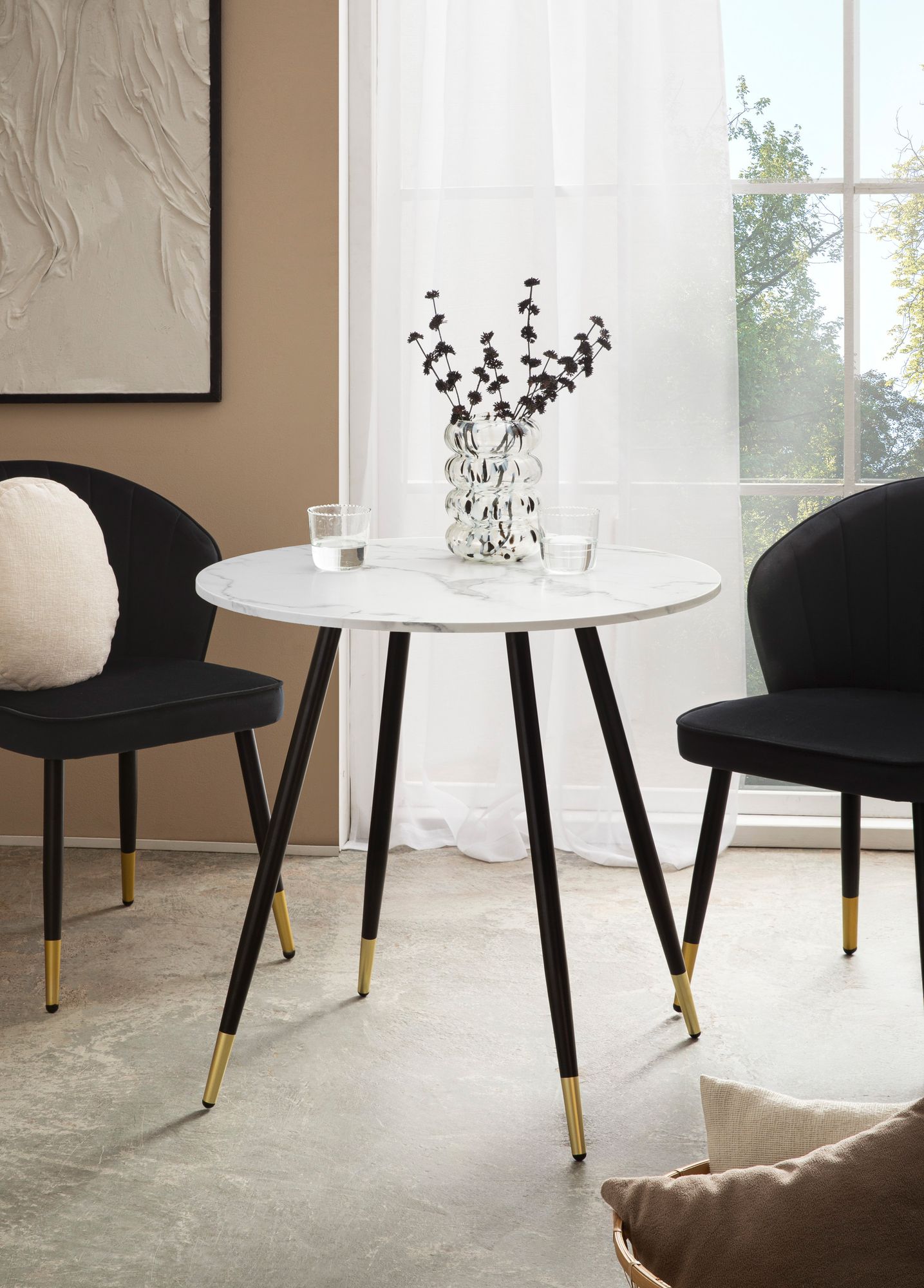 Esstisch Gratangen Marmoroptik Weiß Ø 75 cm