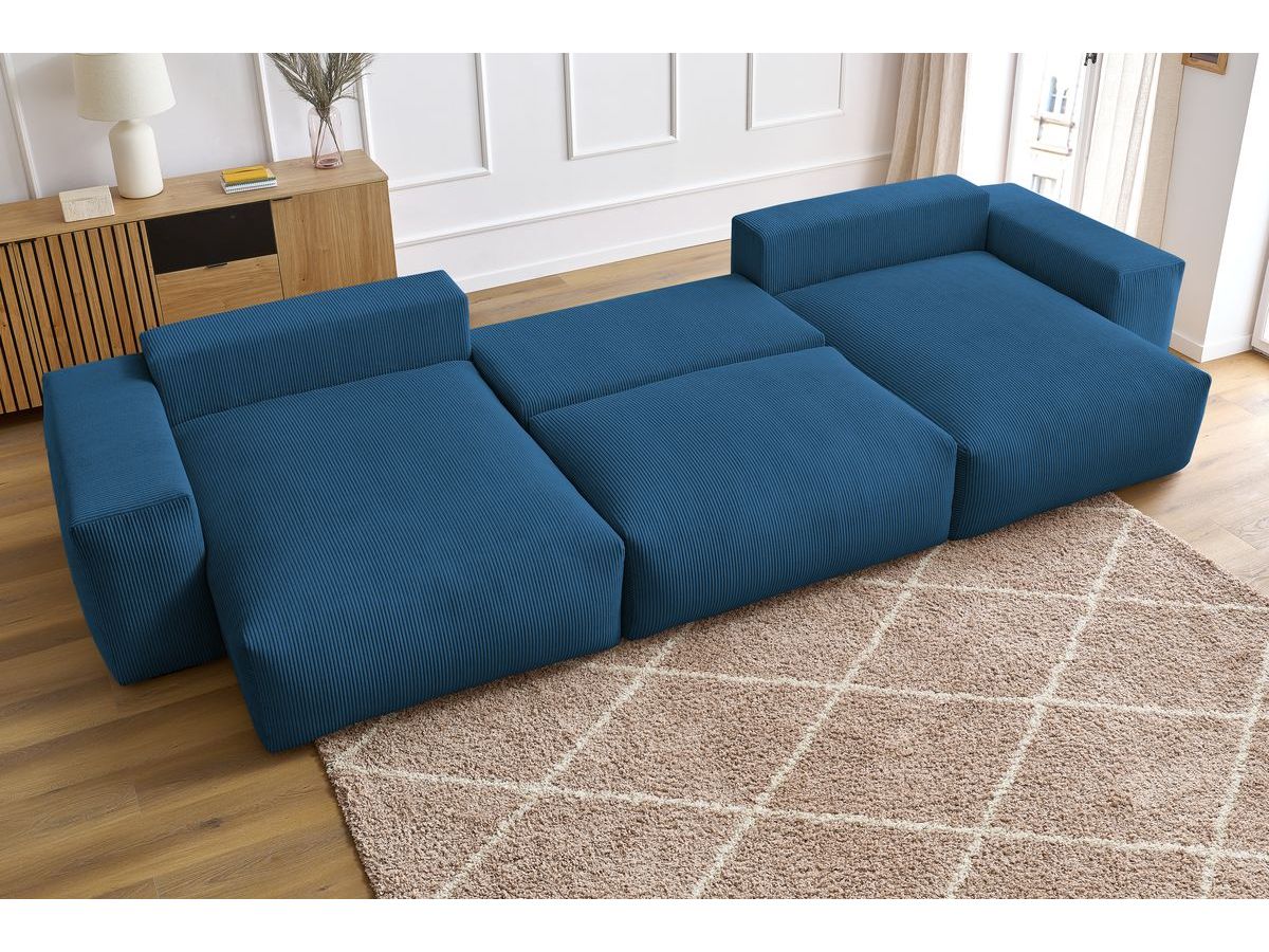 Bobochic Voltaire Wohnlandschaft 420 × 165 cm Cordsamt Dunkelblau