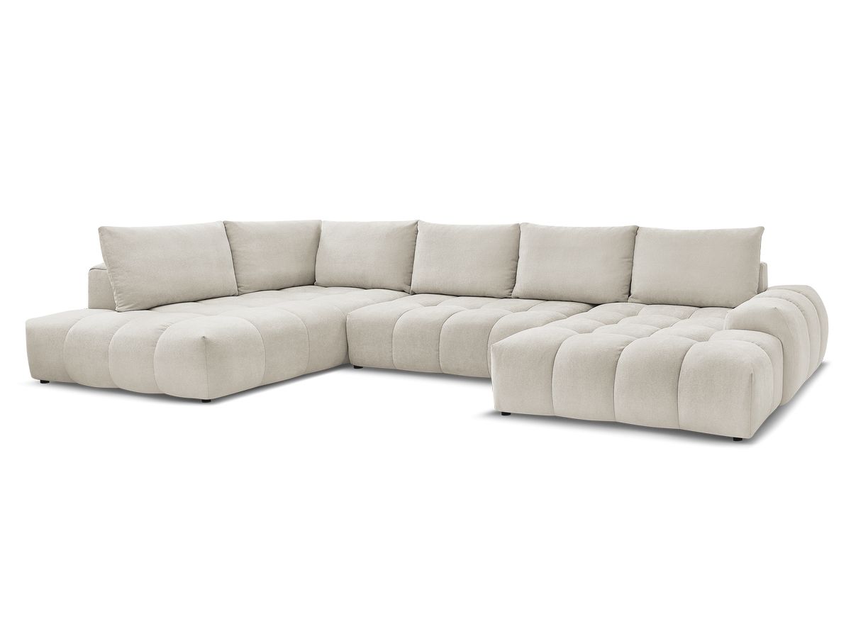 Bobochic Everest Wohnlandschaft, 6 Kissen Strukturstoff Beige Ecke rechts