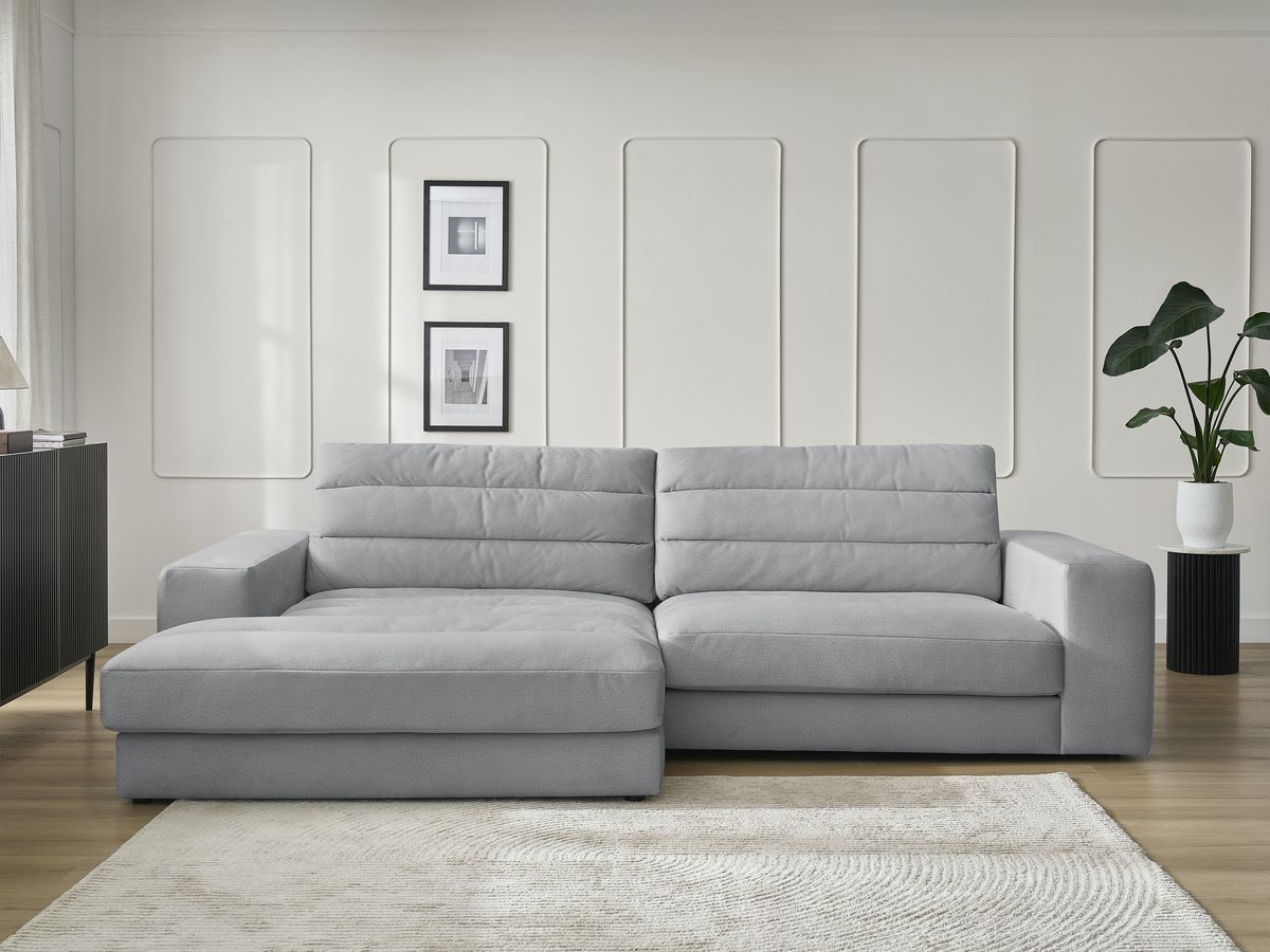 Bobochic Sierra Ecksofa Samt Hellgrau Ecke links
