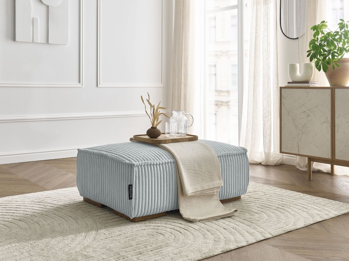 Bobochic Chelsea Pouf Breitcord weich Hellgrau